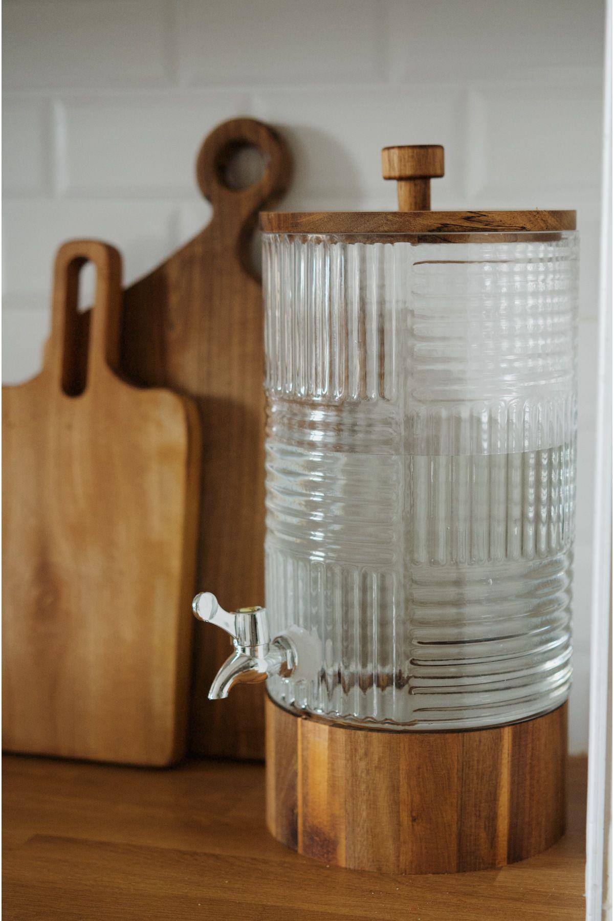 Akasya Standlı ve Kapaklı Cam Sebil (6 Litre)