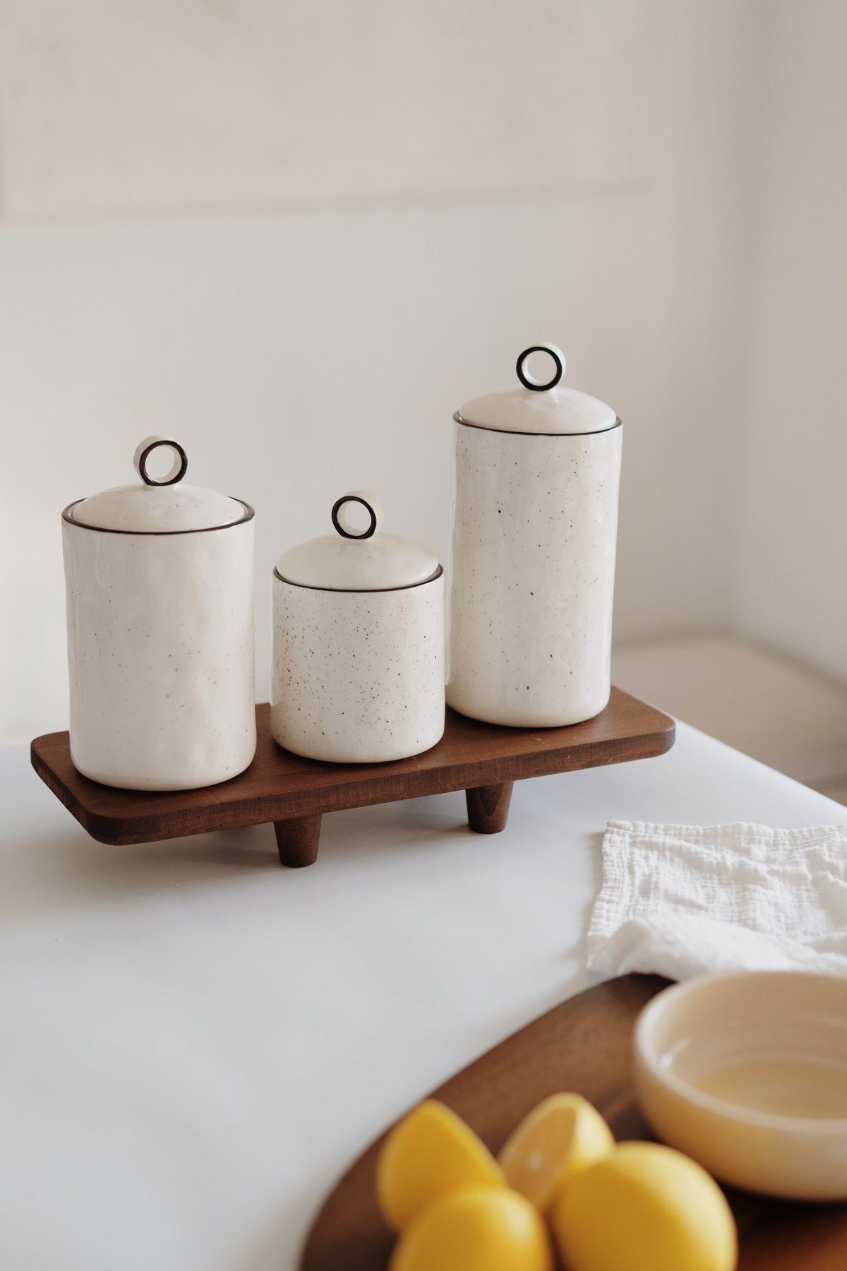 Arya 3'lü Porselen Baharatlık Seti