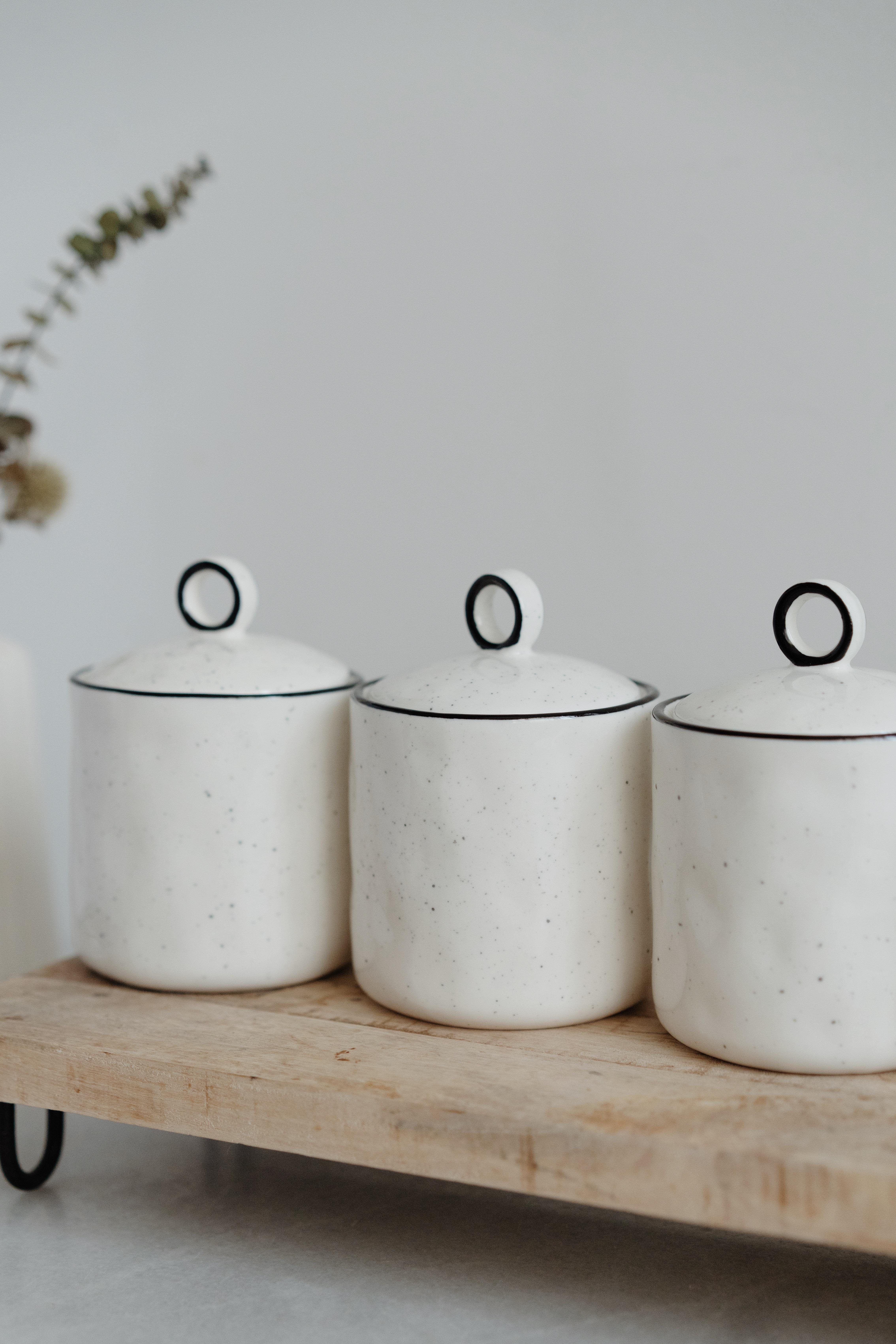 Arya 4'lü  Vakum Kapaklı Porselen Baharatlık Seti