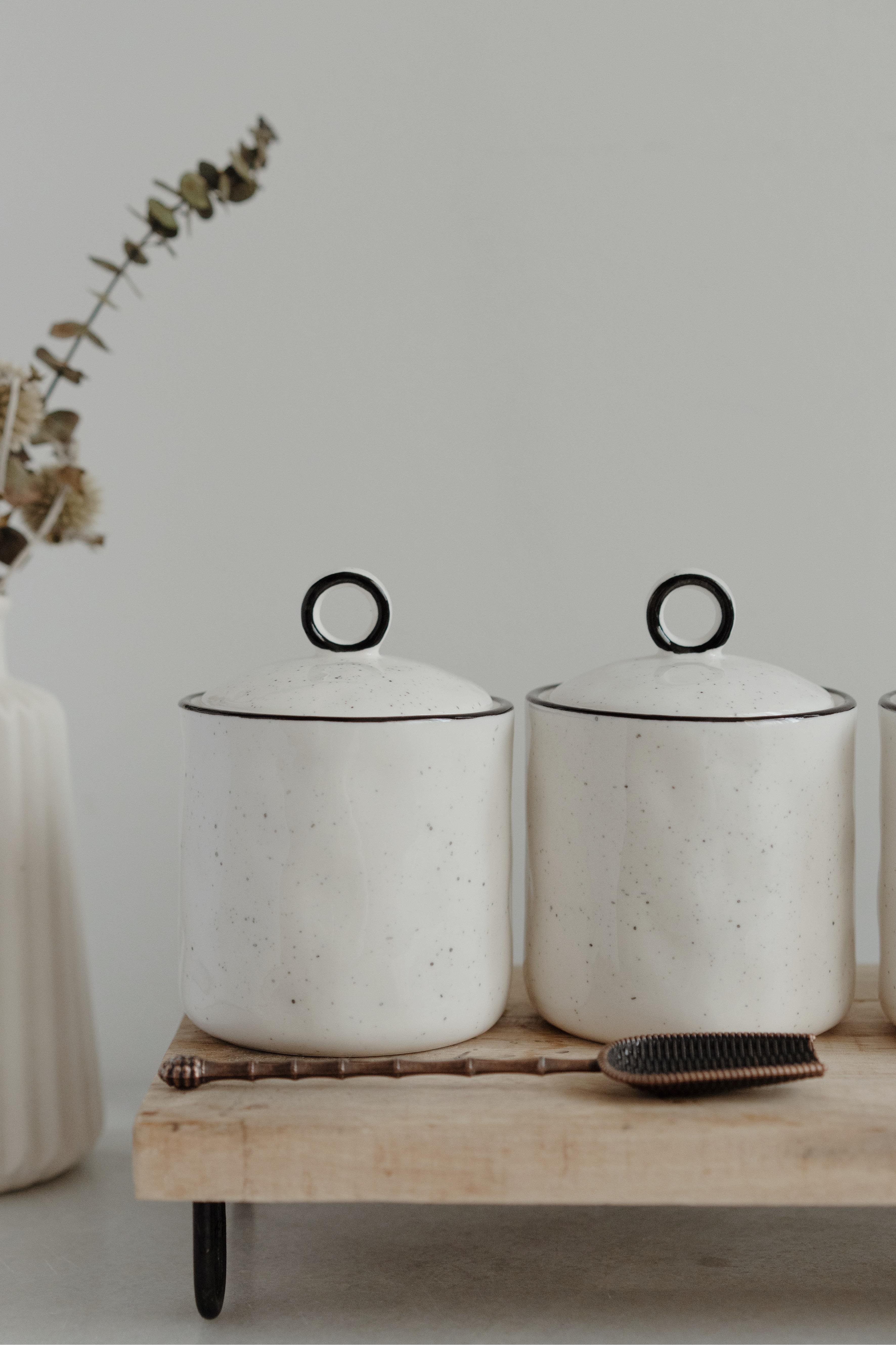 Arya 4'lü  Vakum Kapaklı Porselen Baharatlık Seti