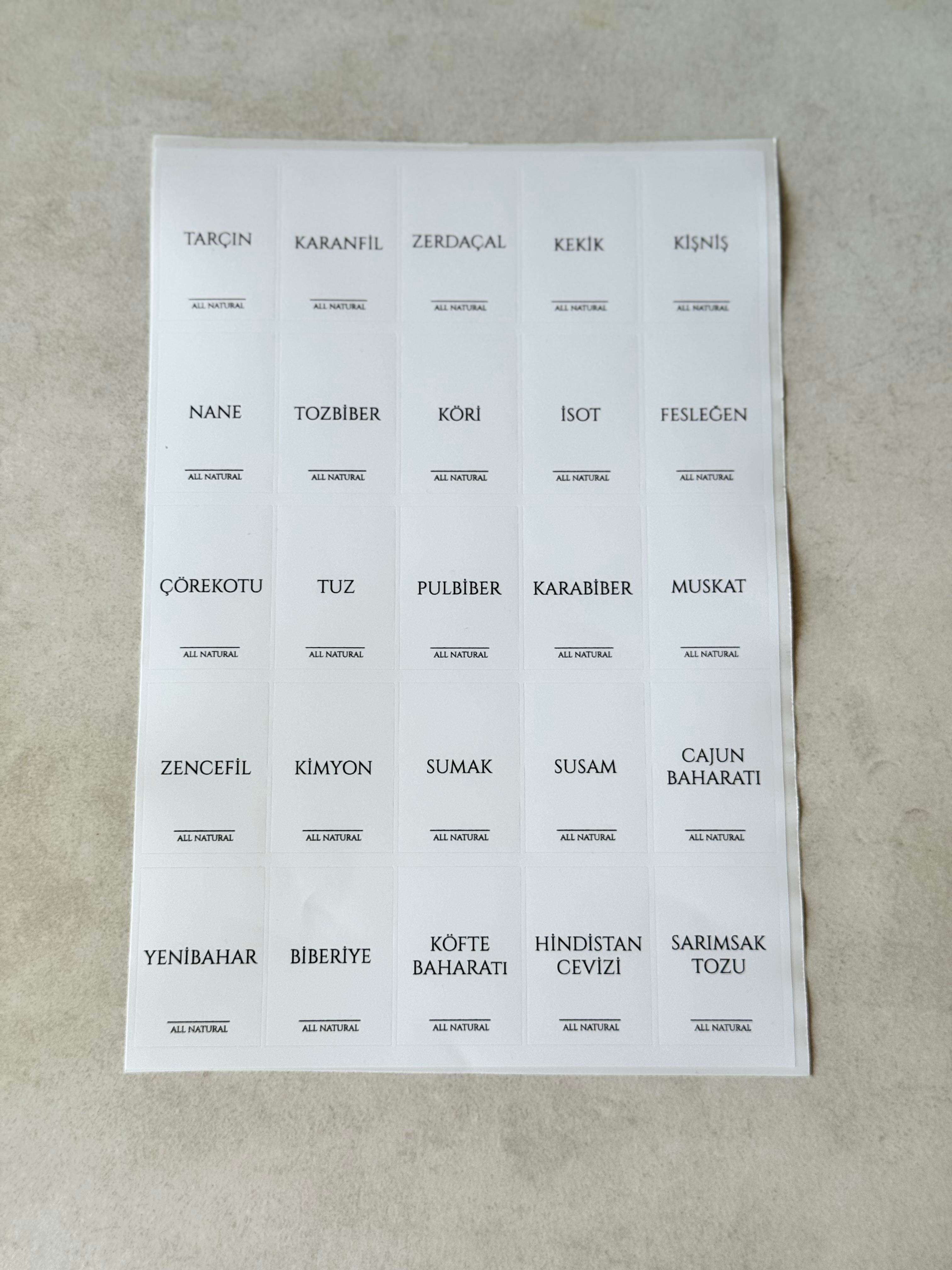 Bambu Standlı ve Bambu Kapaklı 12'li Kare Baharatlık Seti (25 adet etiket)