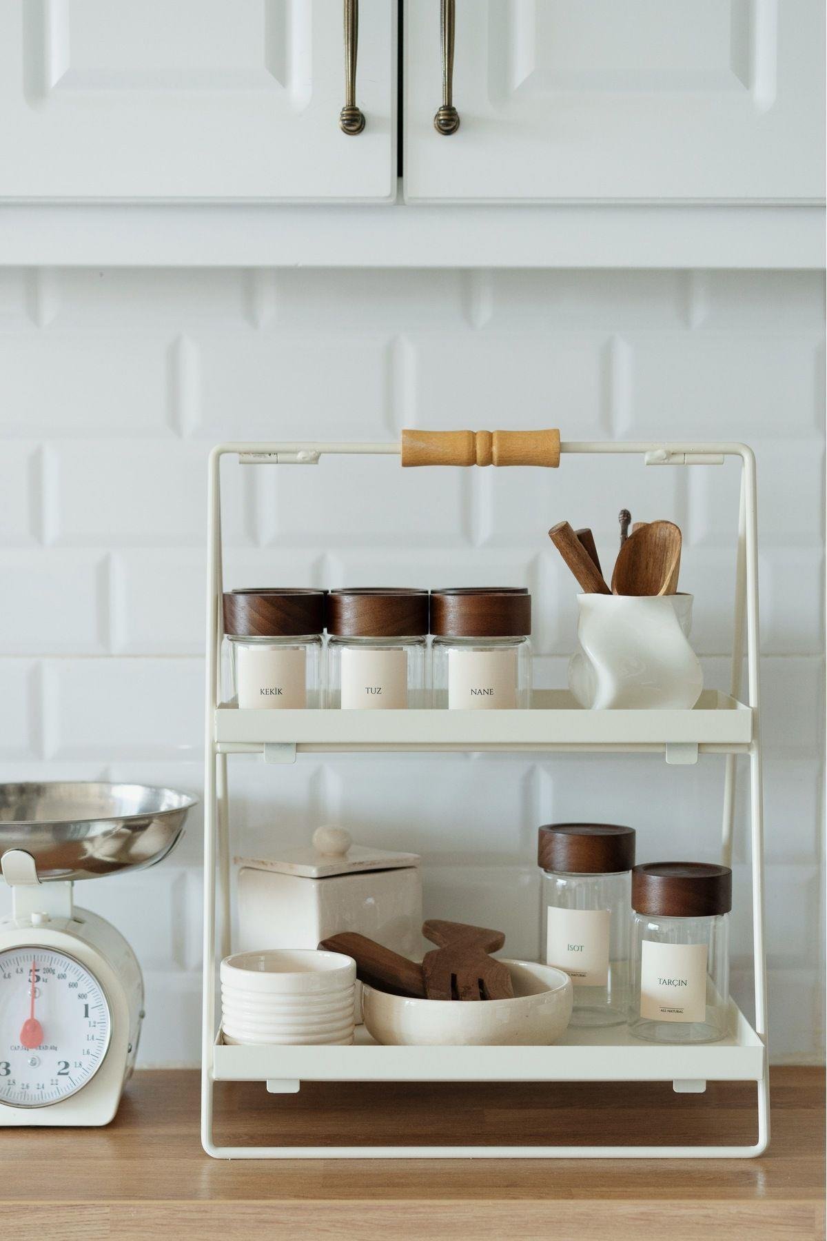 Claire 3'lü Akasya Kapaklı Cam Baharatlık Seti (200+250+300ml)