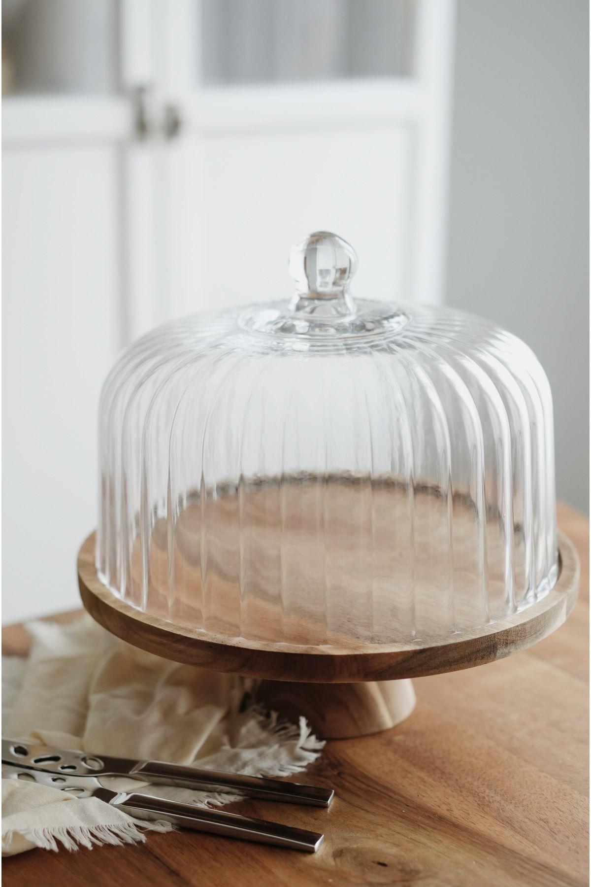 Homes Akasya Standlı Cam Kek Fanusu (Büyük Boy)