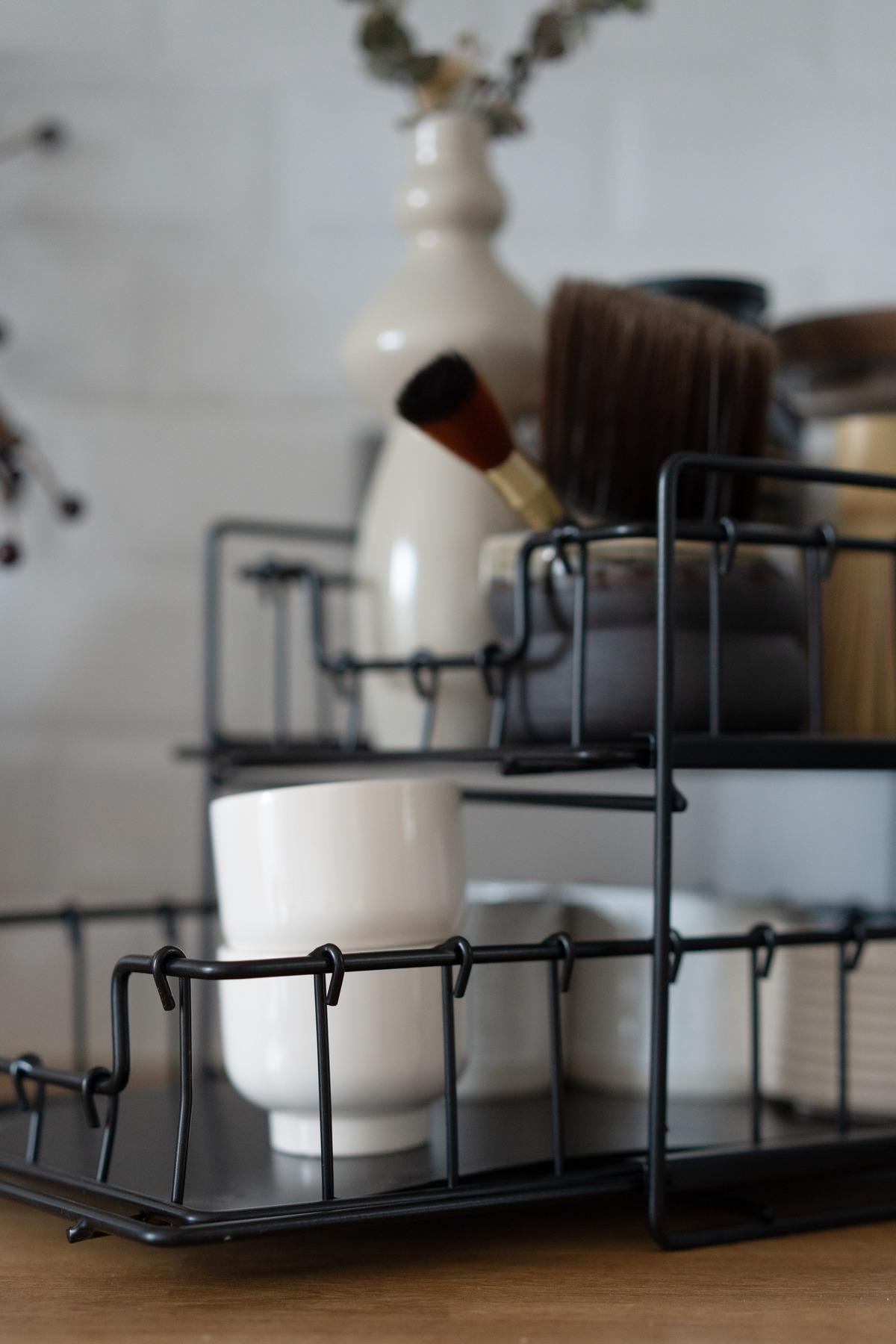 İki Katlı Metal Çekmeceli Organizer (Siyah Renk)