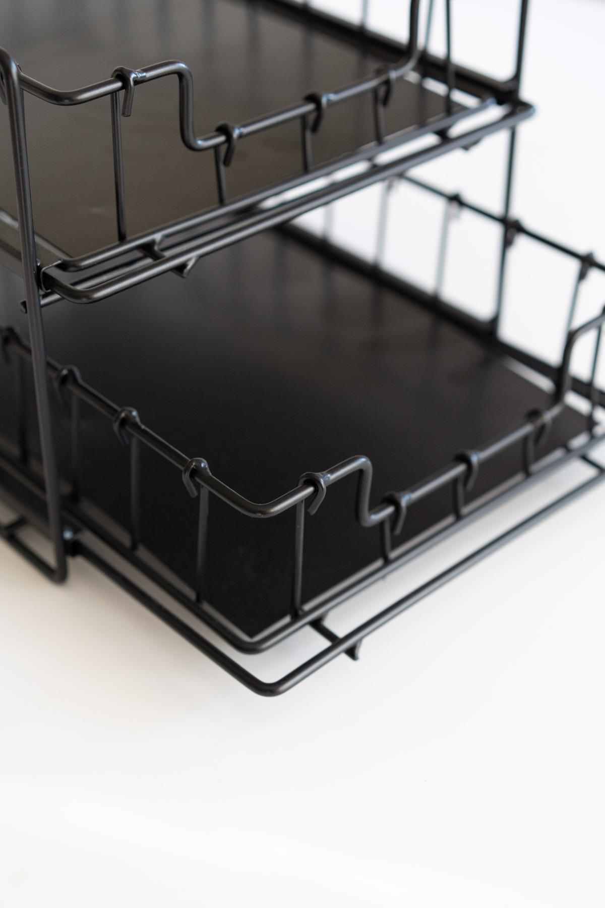 İki Katlı Metal Çekmeceli Organizer (Siyah Renk)