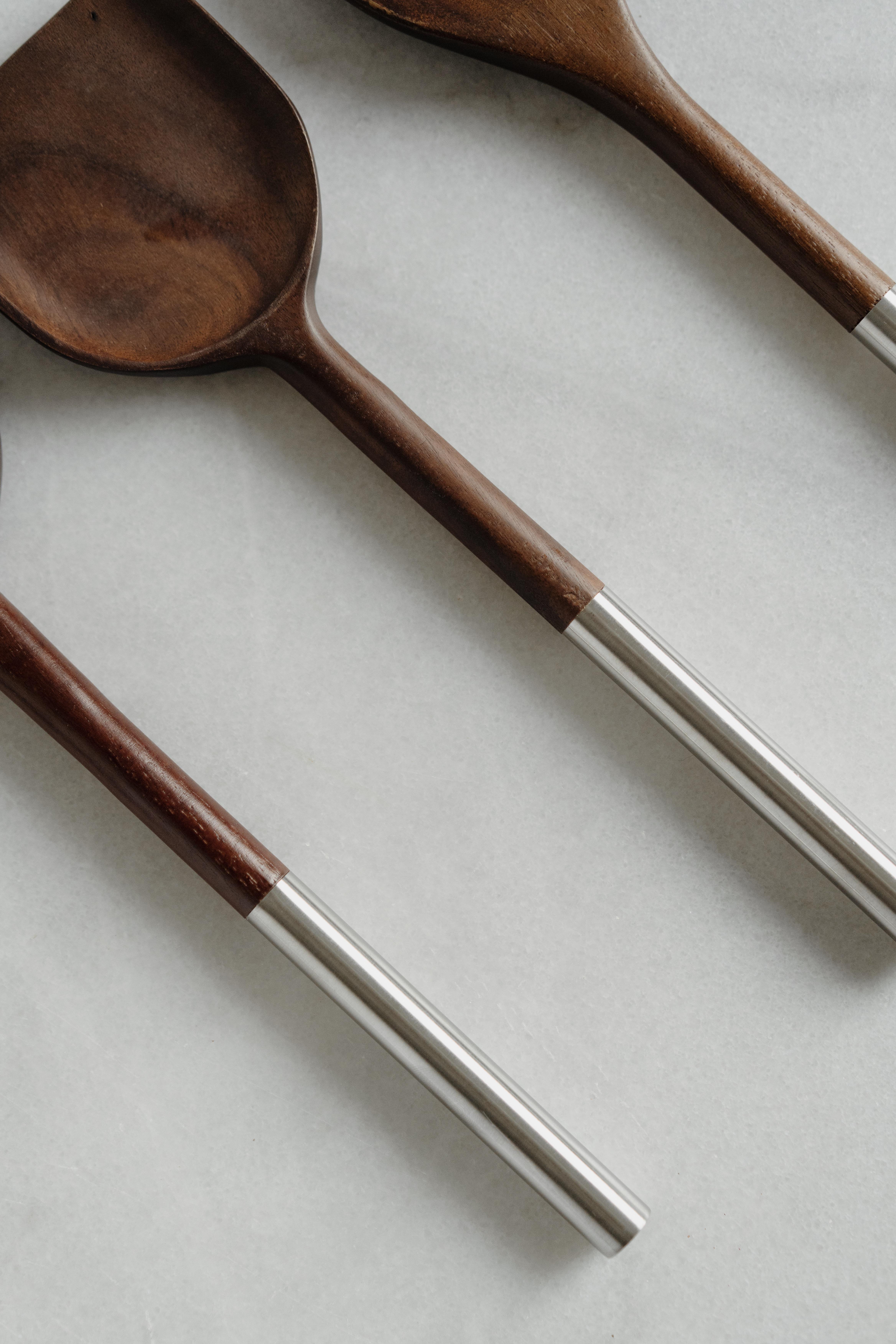 Lenora 3'lü Akasya Metal Saplı Kaşık Seti