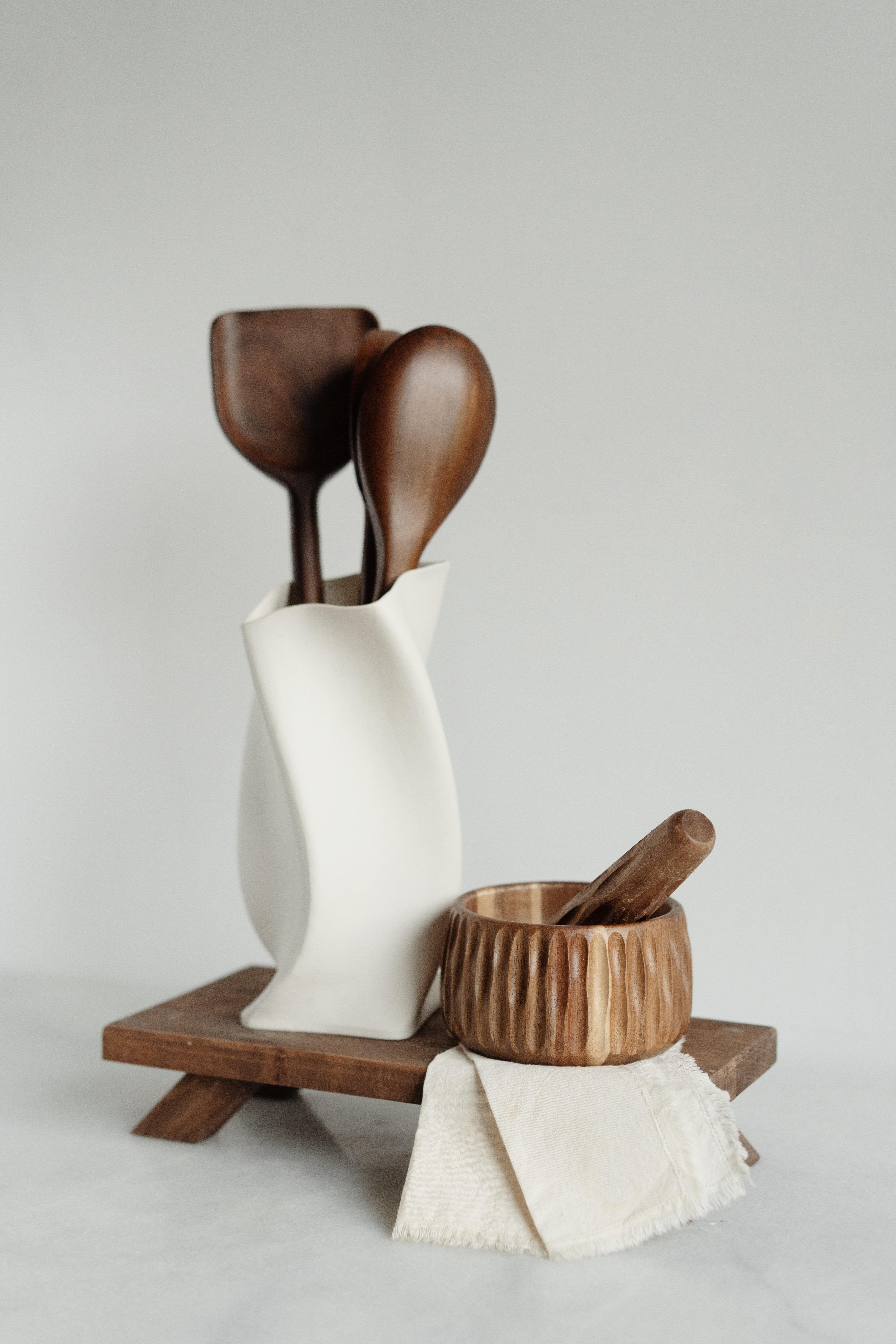 Lenora 3'lü Akasya Metal Saplı Kaşık Seti