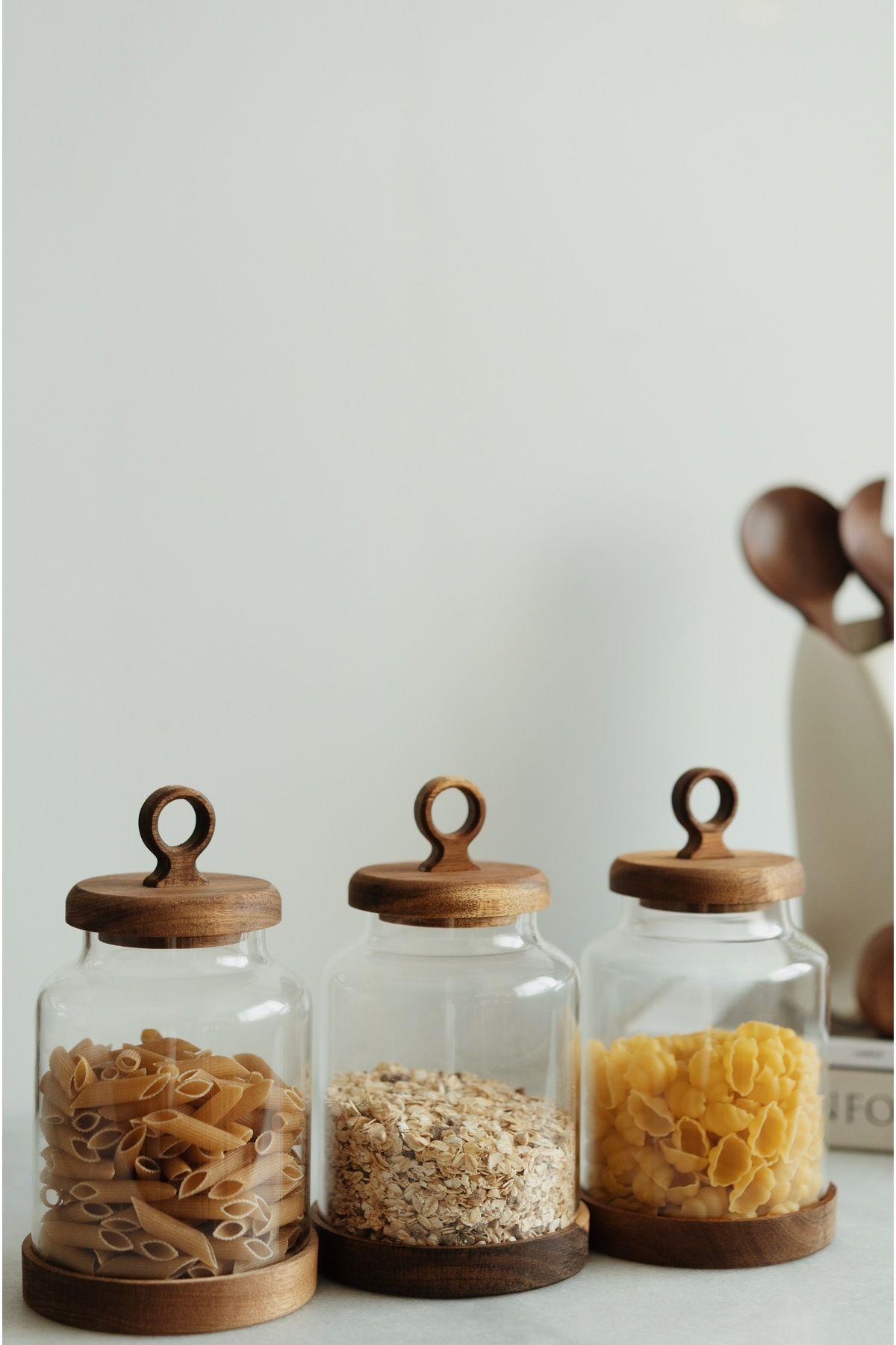 Ring 3'lü Akasya Kapaklı Kavanoz Seti