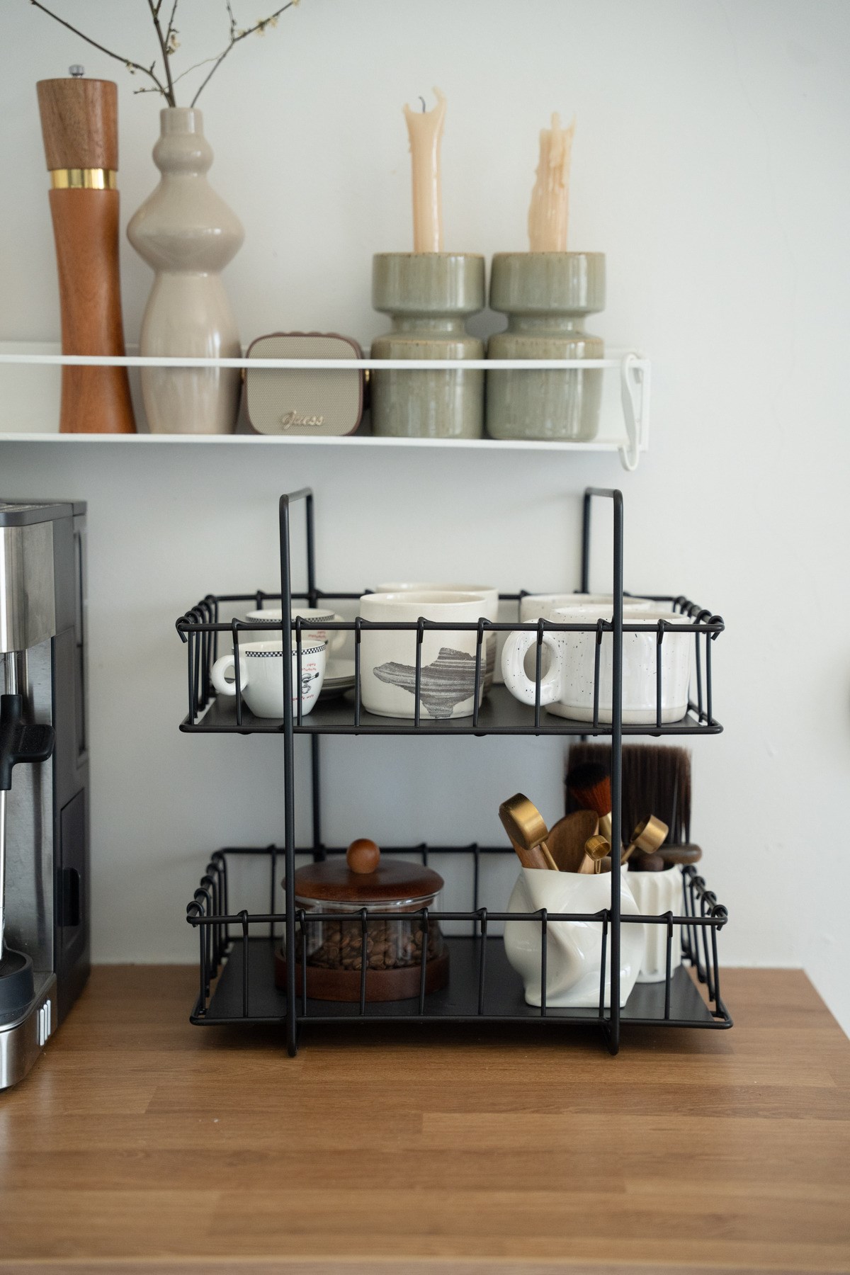 Rustic Çift Katlı Siyah Metal Stand