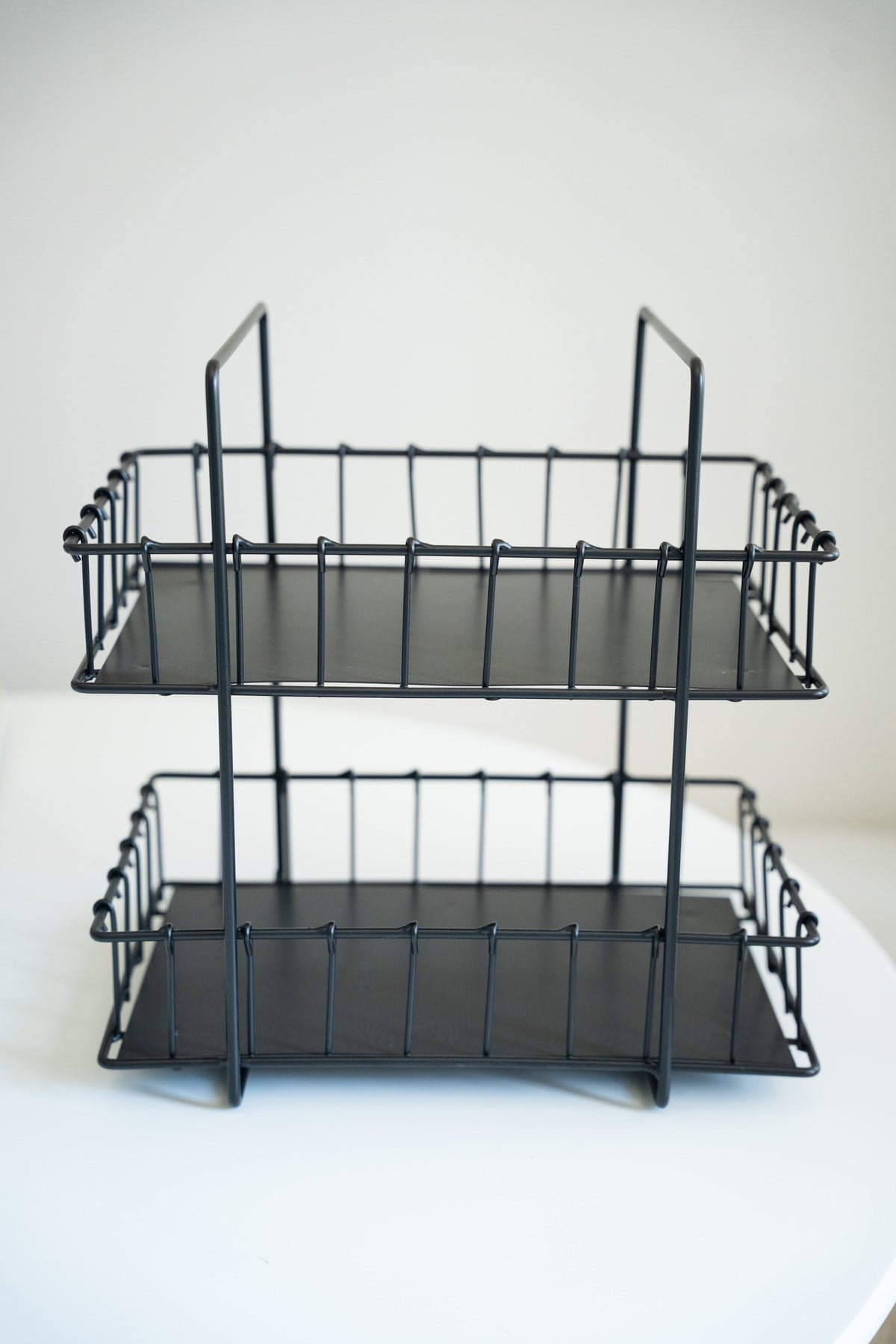 Rustic Çift Katlı Siyah Metal Stand