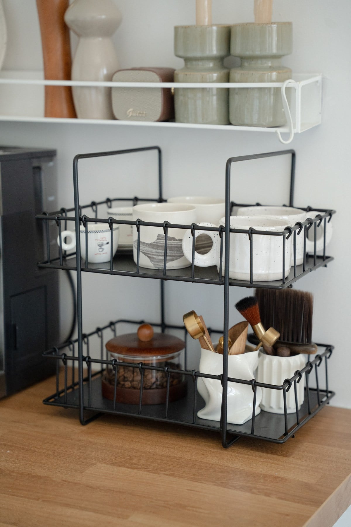 Rustic Çift Katlı Siyah Metal Stand