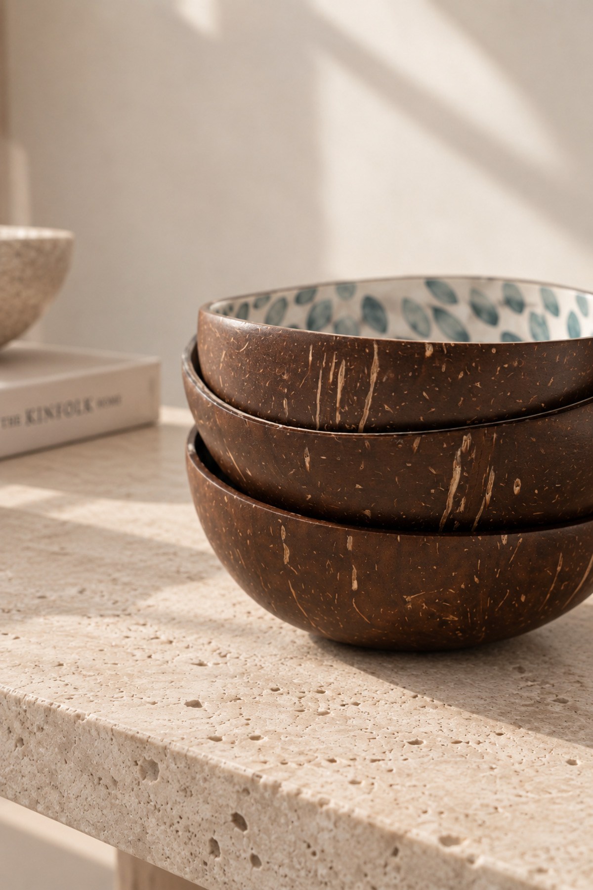 Sedefli Hindistan Cevizi Kase 3lü Set Seri 1