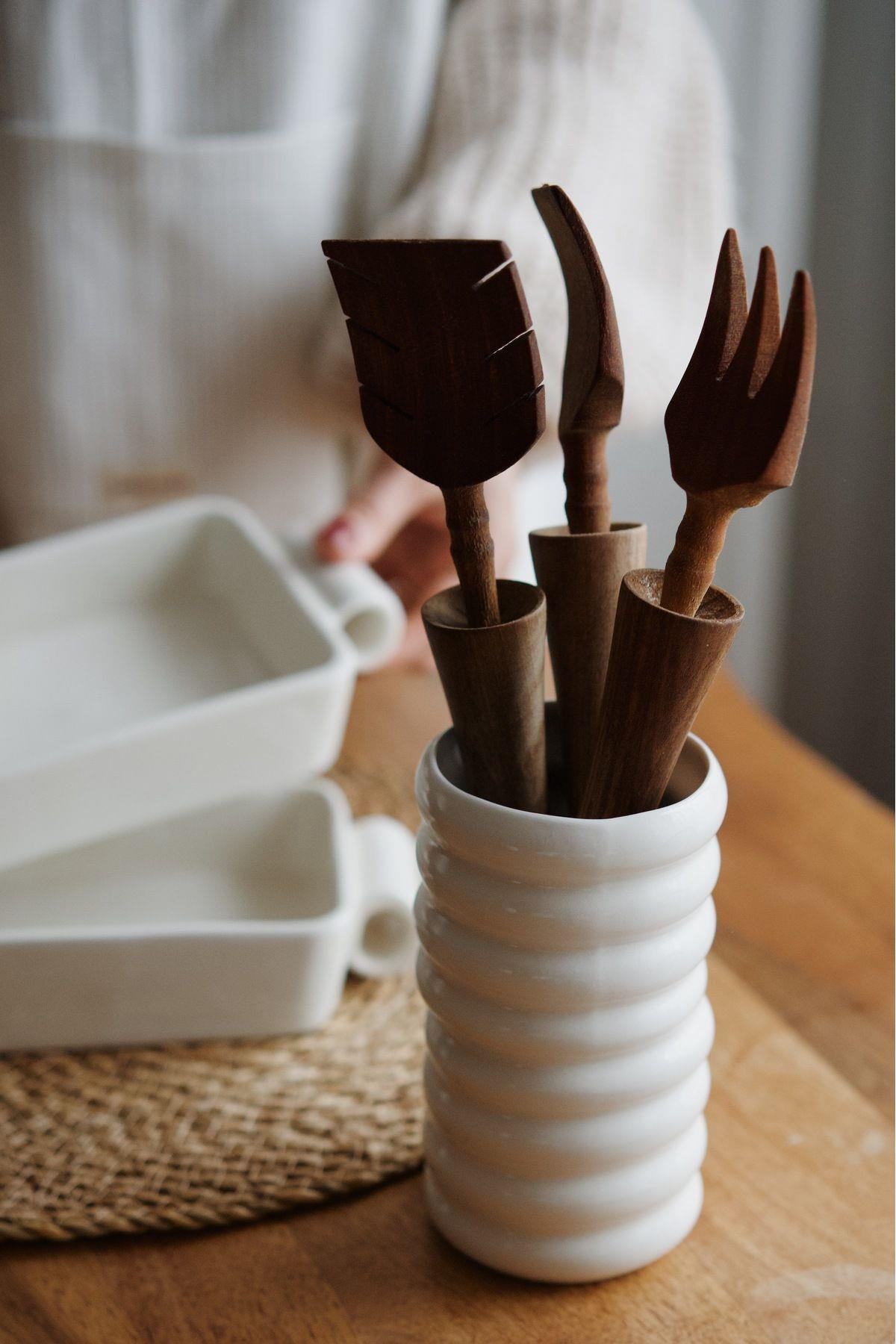 Seramik Bombeli Vazo/Kaşıklık (10x17cm)