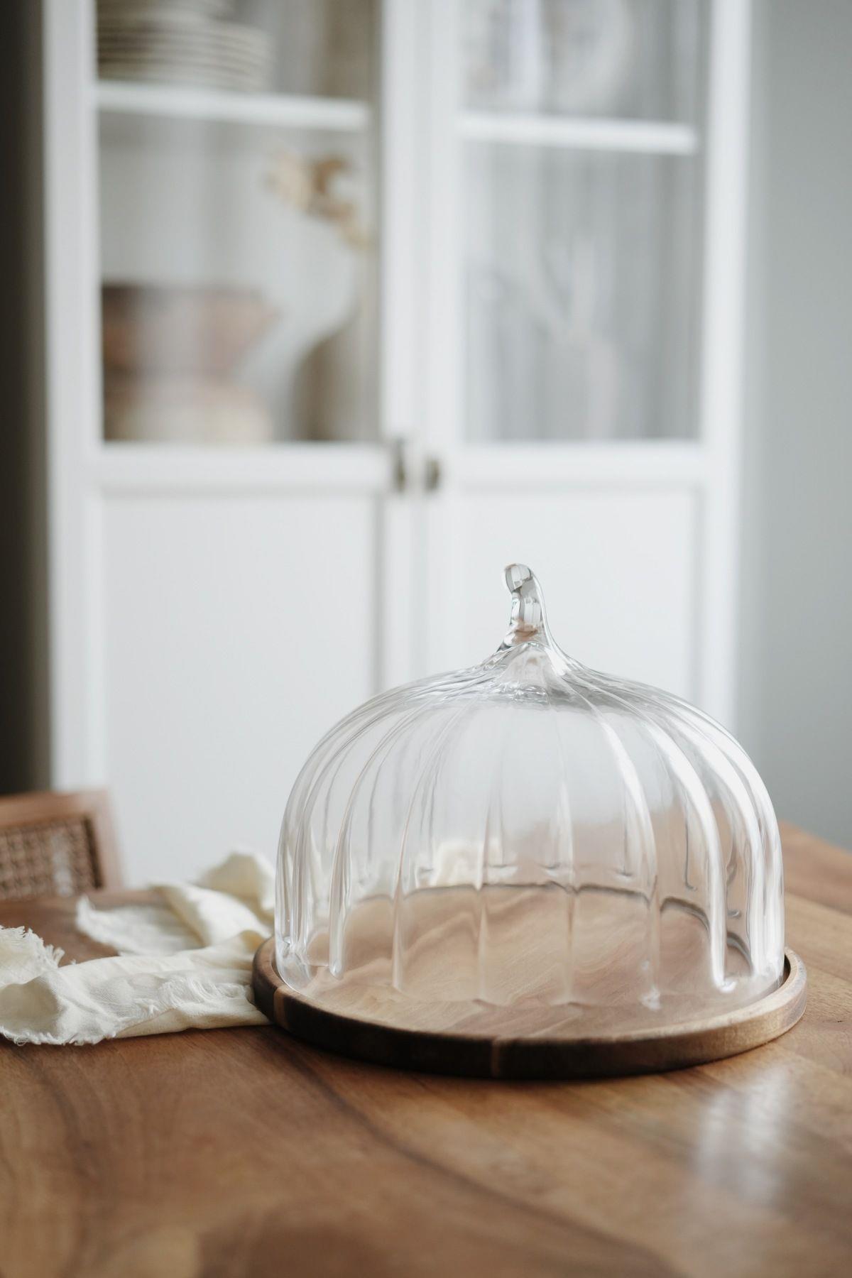 Terry Akasya Standlı Cam Kek Fanusu