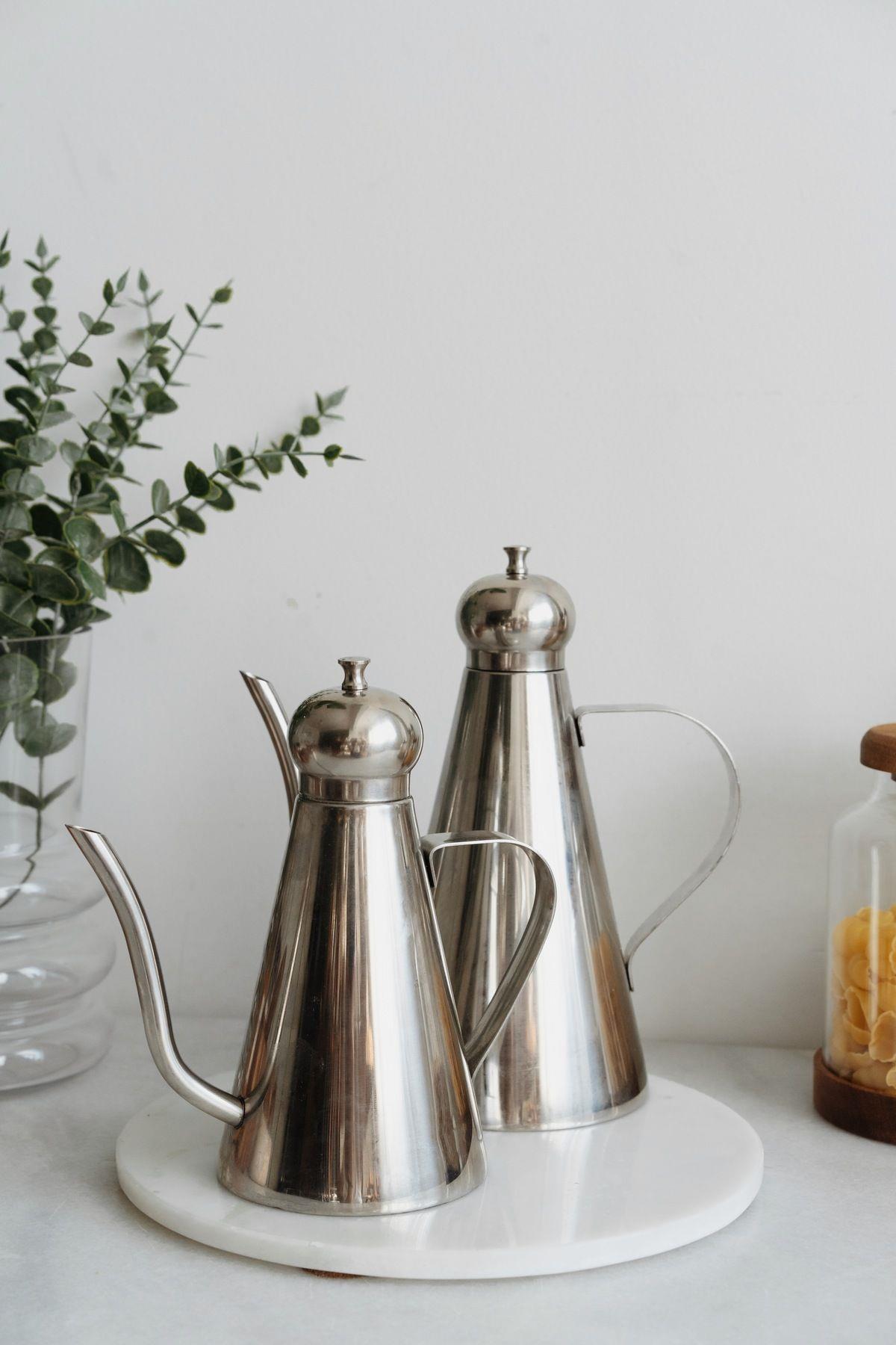 Vanessa 2'li Paslanmaz Çelik Kapaklı Yağdanlık Seti