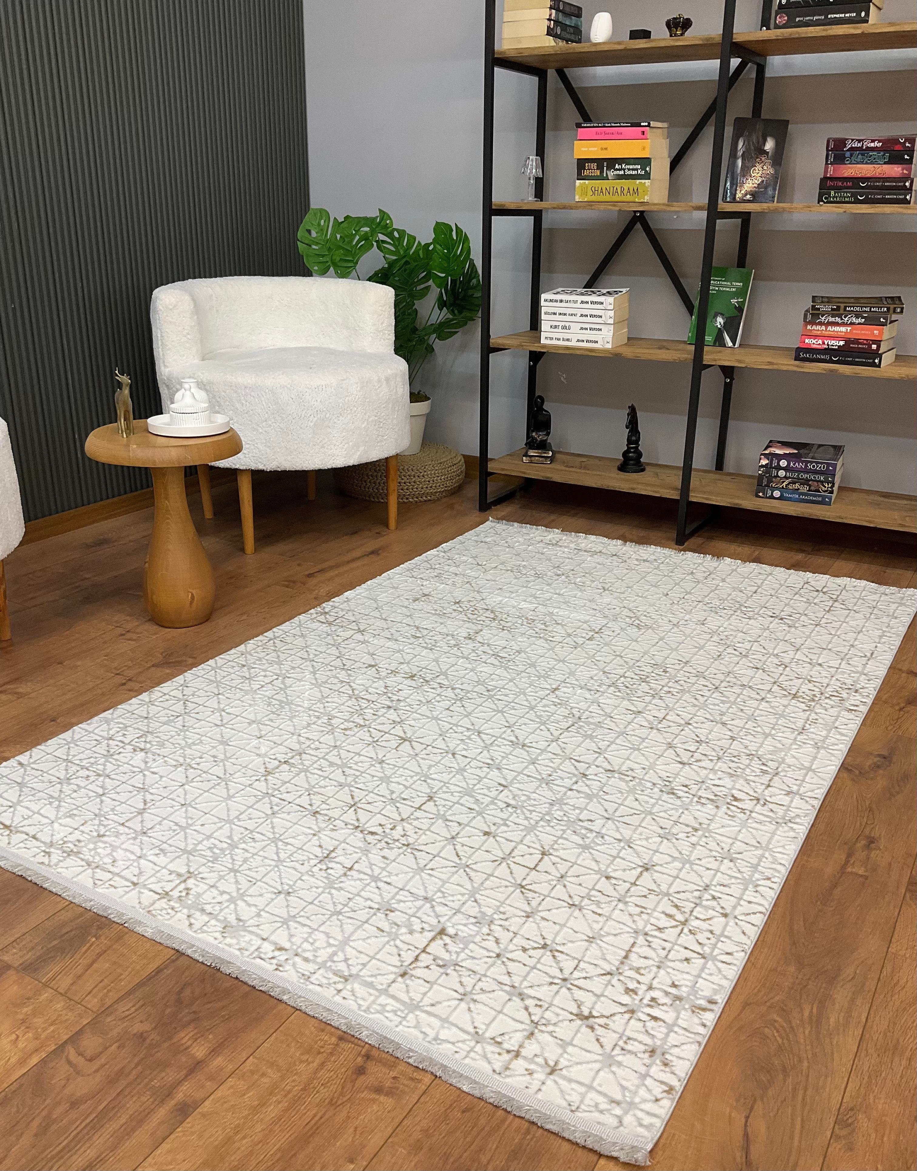 Yıldız Serisi Saten Bambu Kadife Yıkanabilir Halı Kahve - Saraz Halı