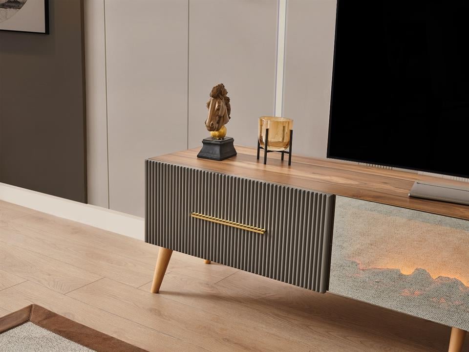 Çırağan Şömineli Ceviz Tv Ünite Takımı