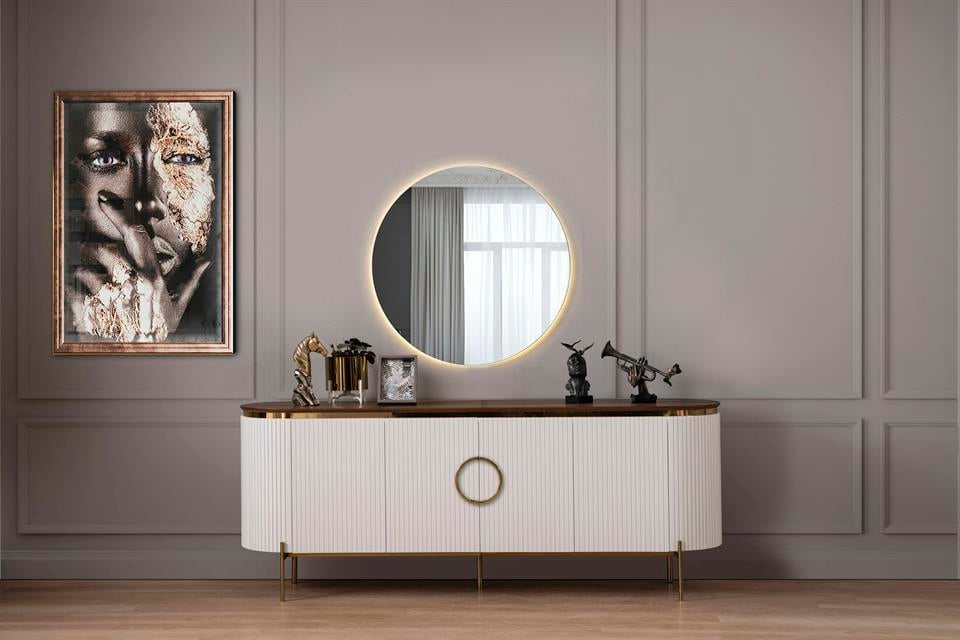 Tesla Ekru Gold Konsol Aynası