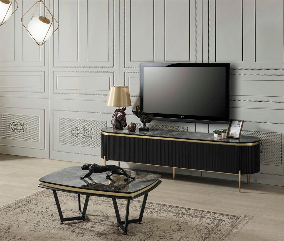 Tesla Siyah Gold Tv Alt Blok
