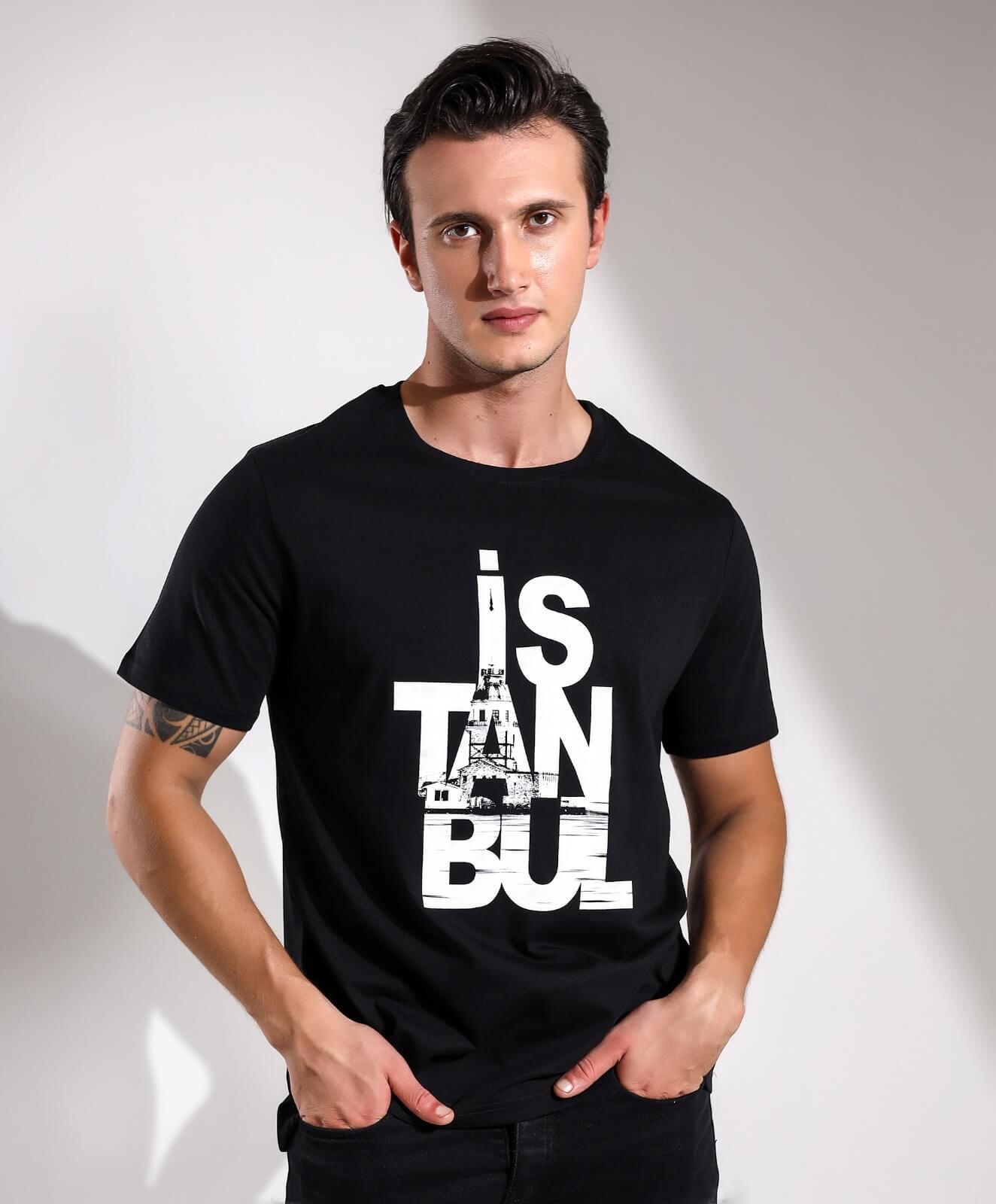 İs-tan-bul Baskılı Regular Kalıp T-shirt Teknobutik.com'da
