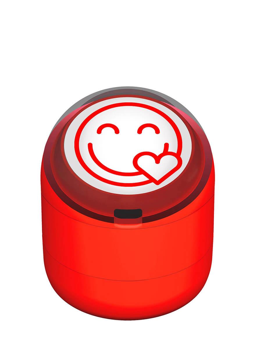 Gülen Emoji Kalp Motivasyon Kaşesi 22mm Yuvarlak Teknobutik.com'da