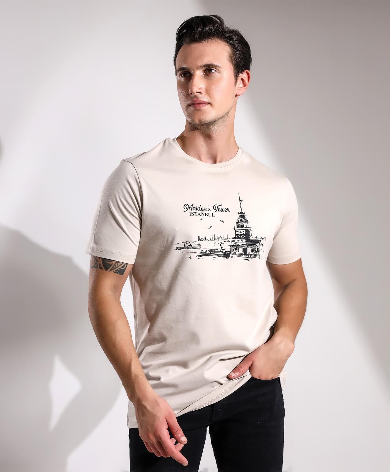 Maiden's Tower İstanbul Baskılı Regular Kalıp T-shirt Teknobutik.com'da