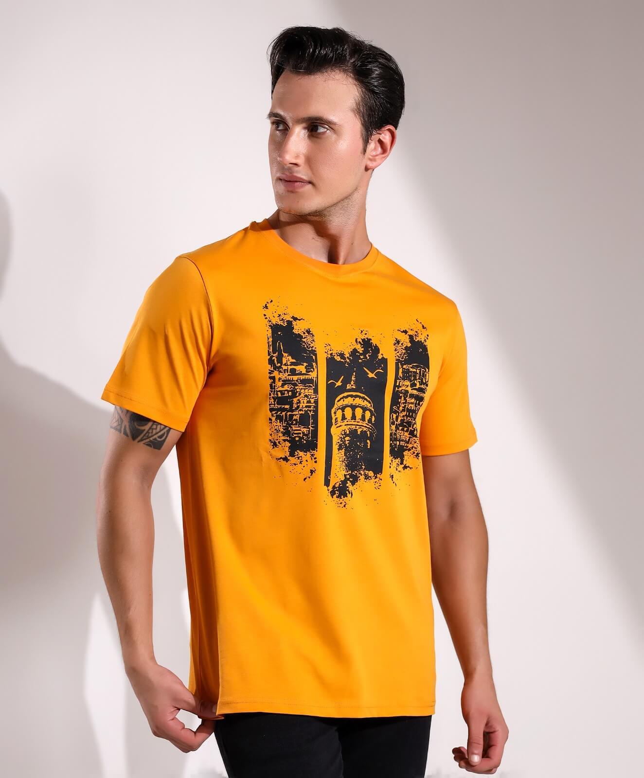 İstanbul Galata Kulesi Baskılı Regular Kalıp T-shirt Teknobutik.com'da