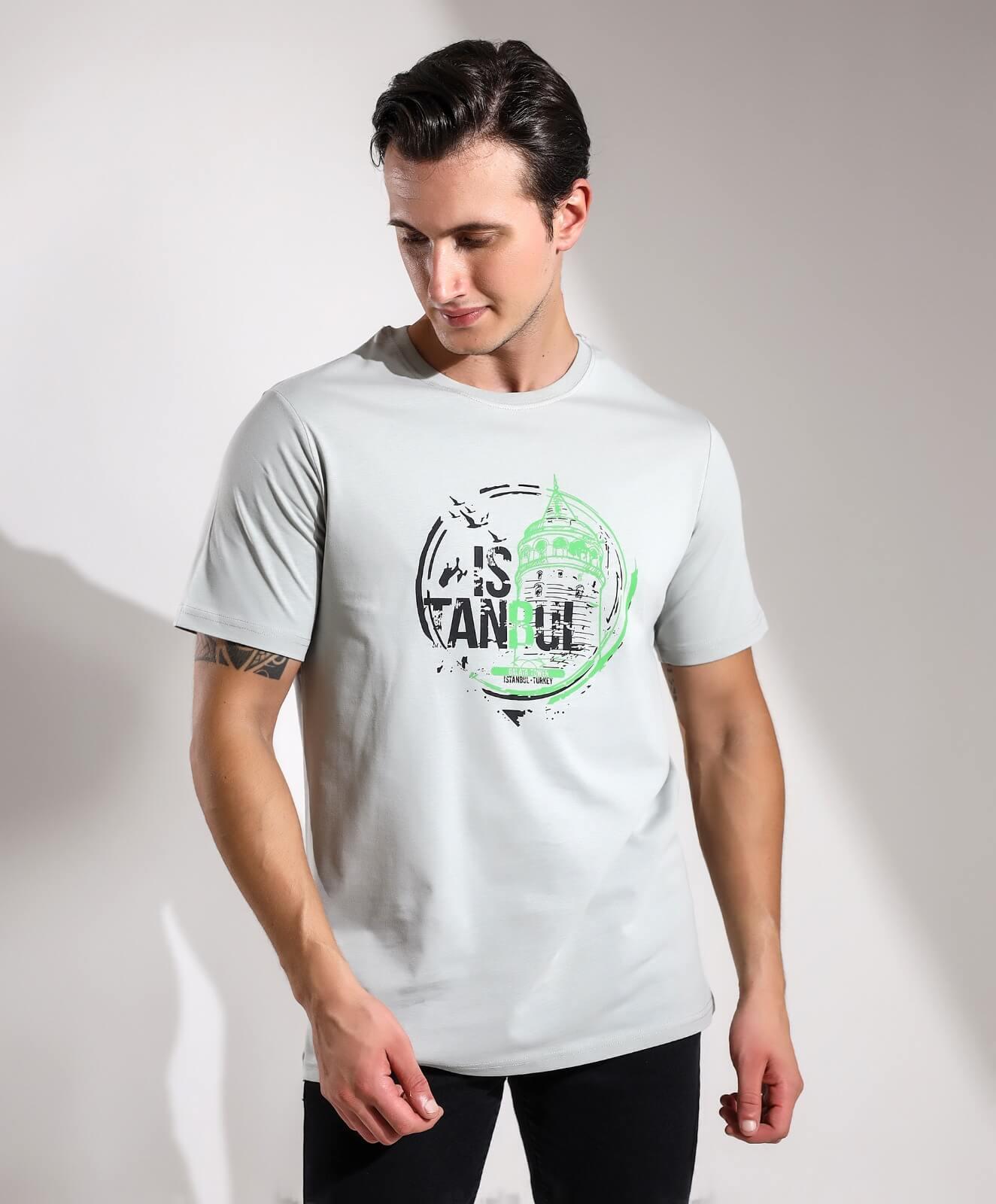 İstanbul Galata Baskılı Regular Kalıp Tişört Teknobutik.com'da