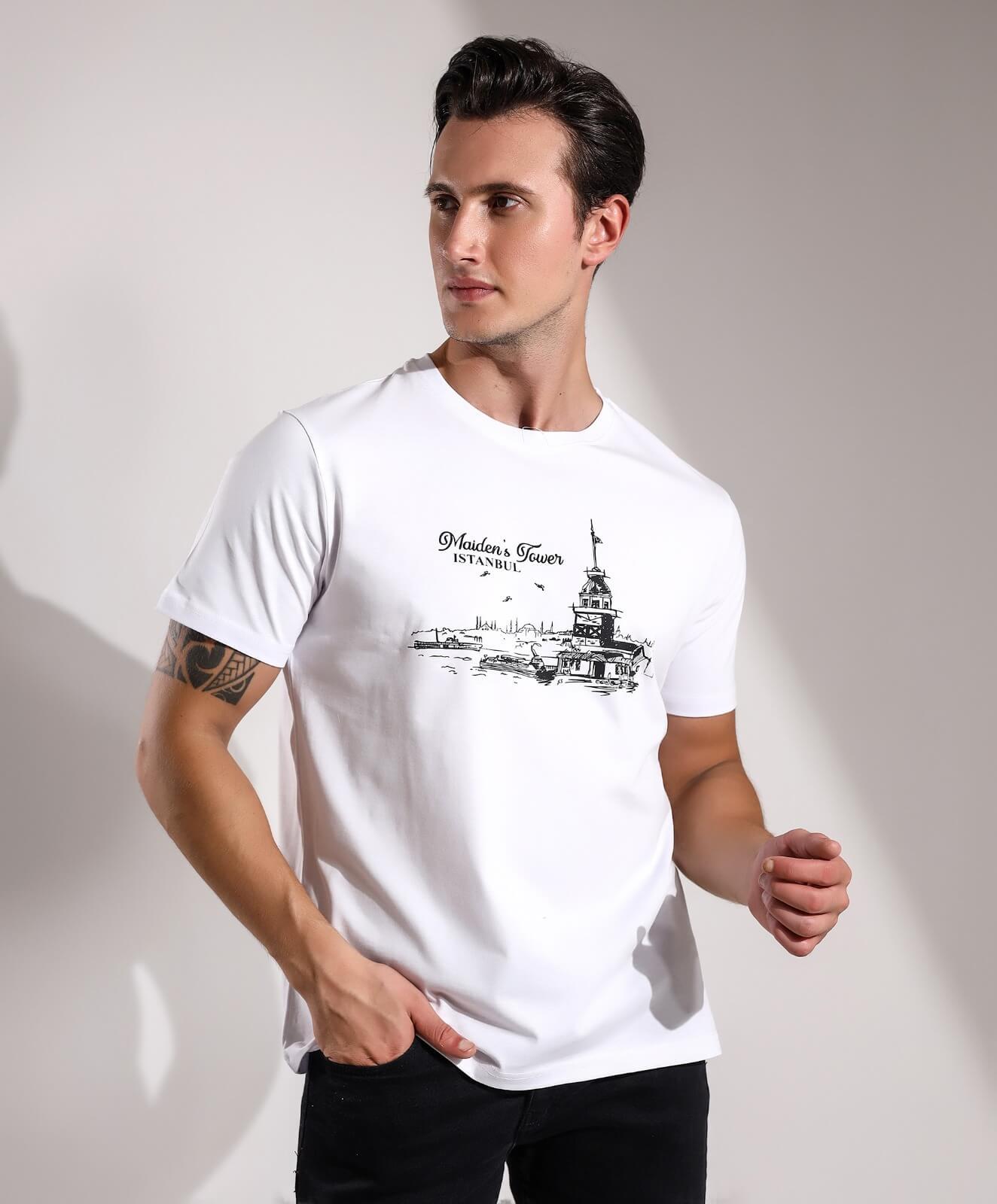 Maiden's Tower İstanbul Baskılı Regular Kalıp T-shirt Teknobutik.com'da