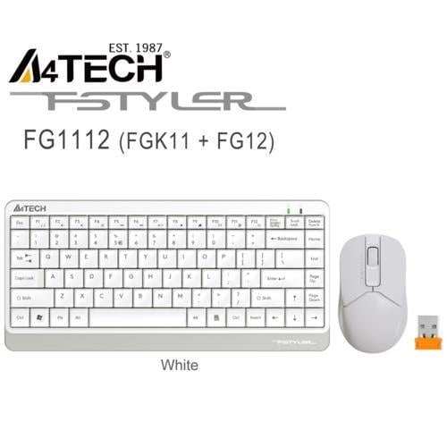 A4 Tech FG1112 Q Kablosuz Mini Klavye Mouse Beyaz Teknobutik.com'da