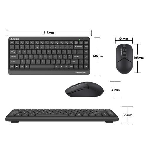 A4 Tech FG1112 Q Kablosuz Mini Klavye Mouse Siyah Teknobutik.com'da