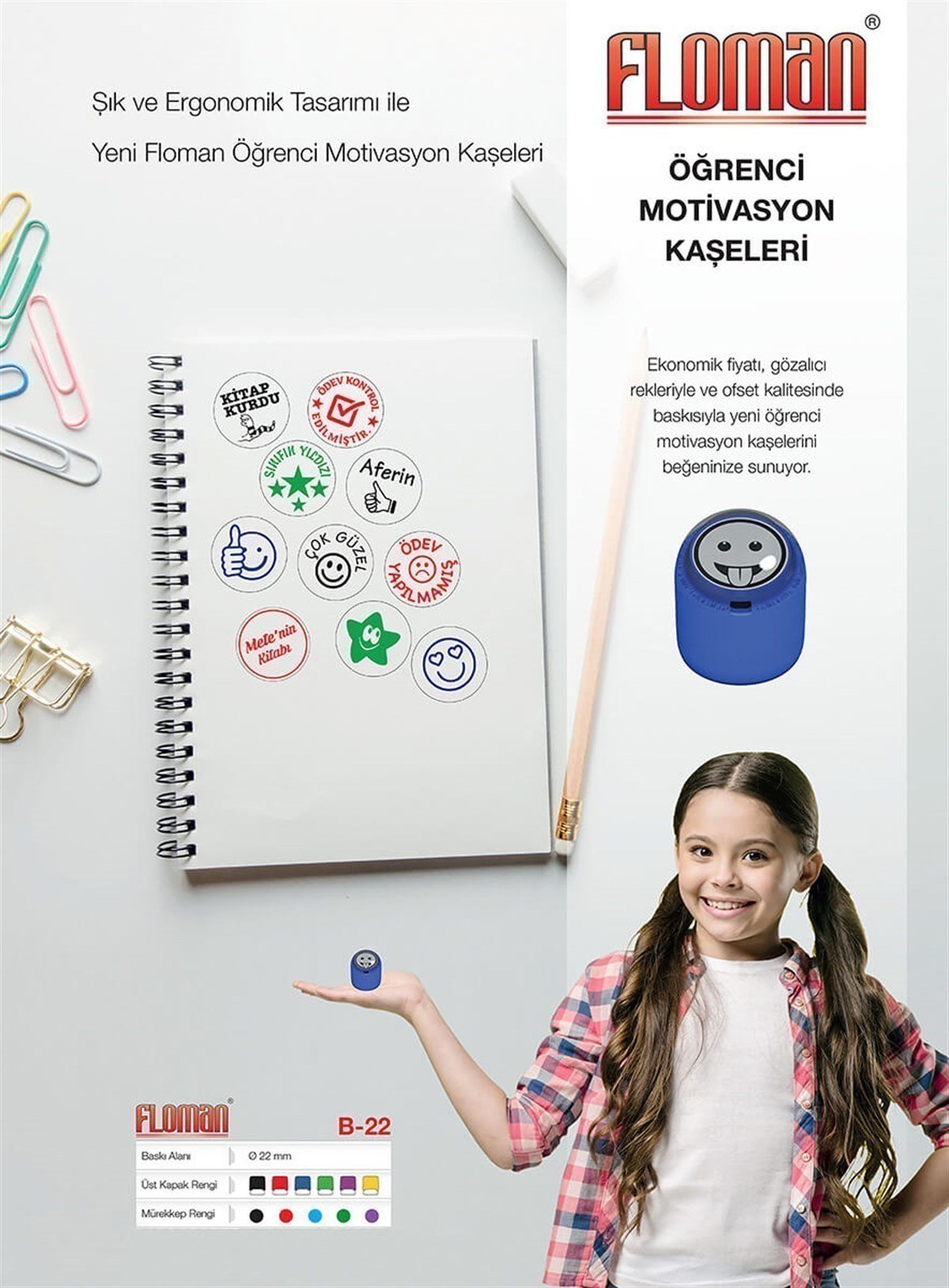 Aferin Floman Motivasyon Flash Kaşe 22mm Yuvarlak Teknobutik.com'da