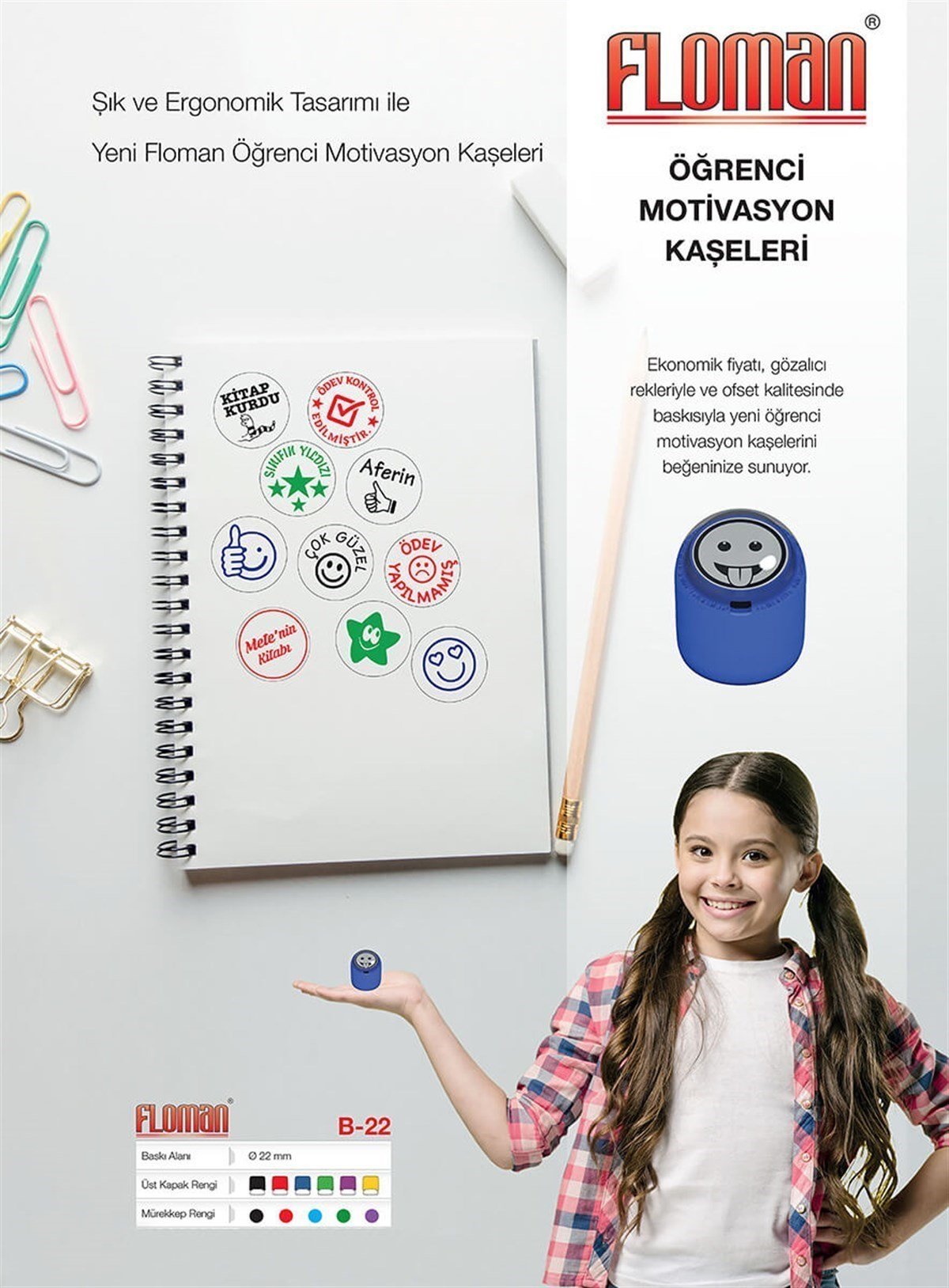 Aferin Floman Motivasyon Flash Kaşe 22mm Yuvarlak Teknobutik.com'da