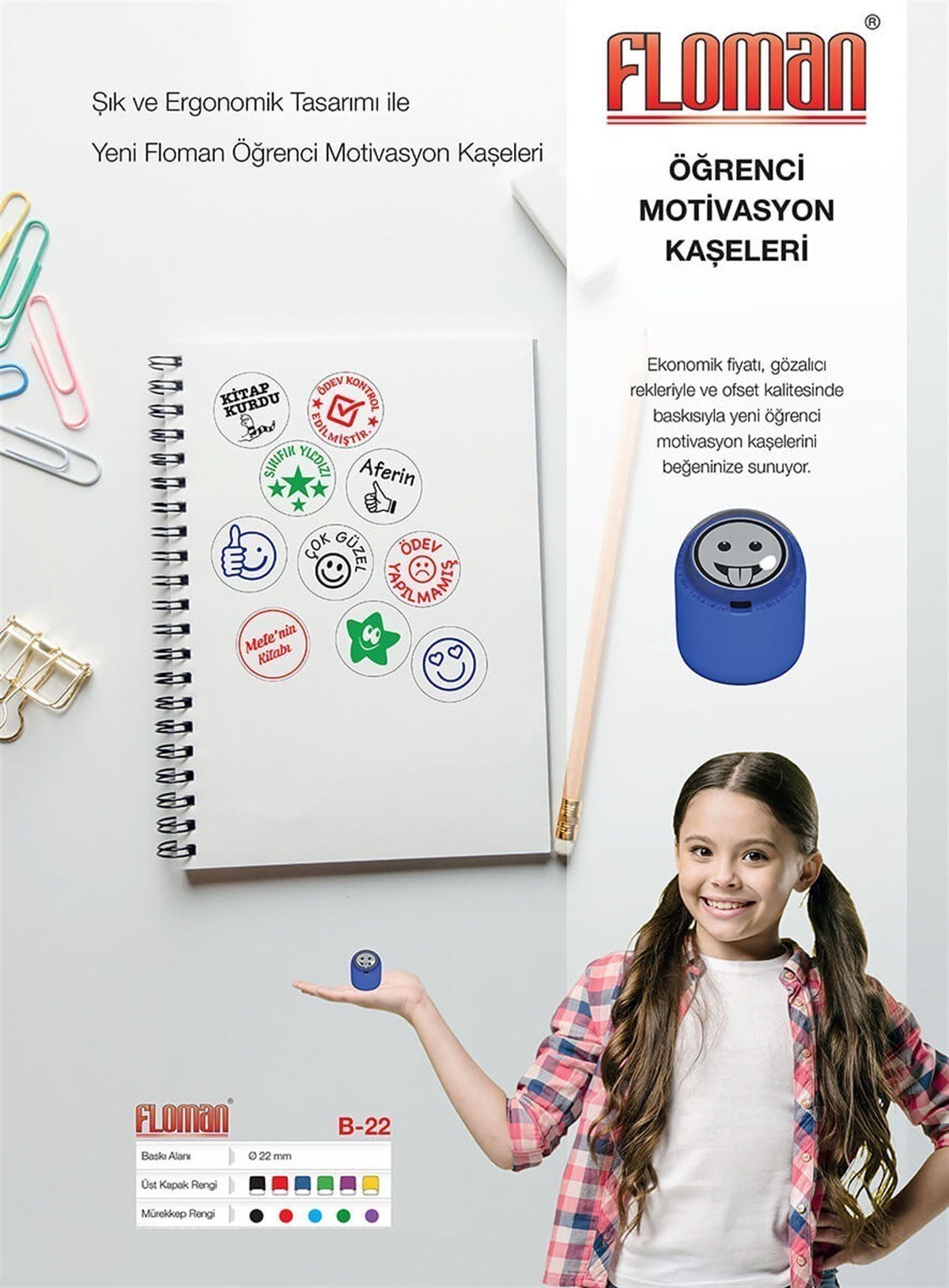 Aferin Floman Motivasyon Flash Kaşe 22mm Yuvarlak Teknobutik.com'da