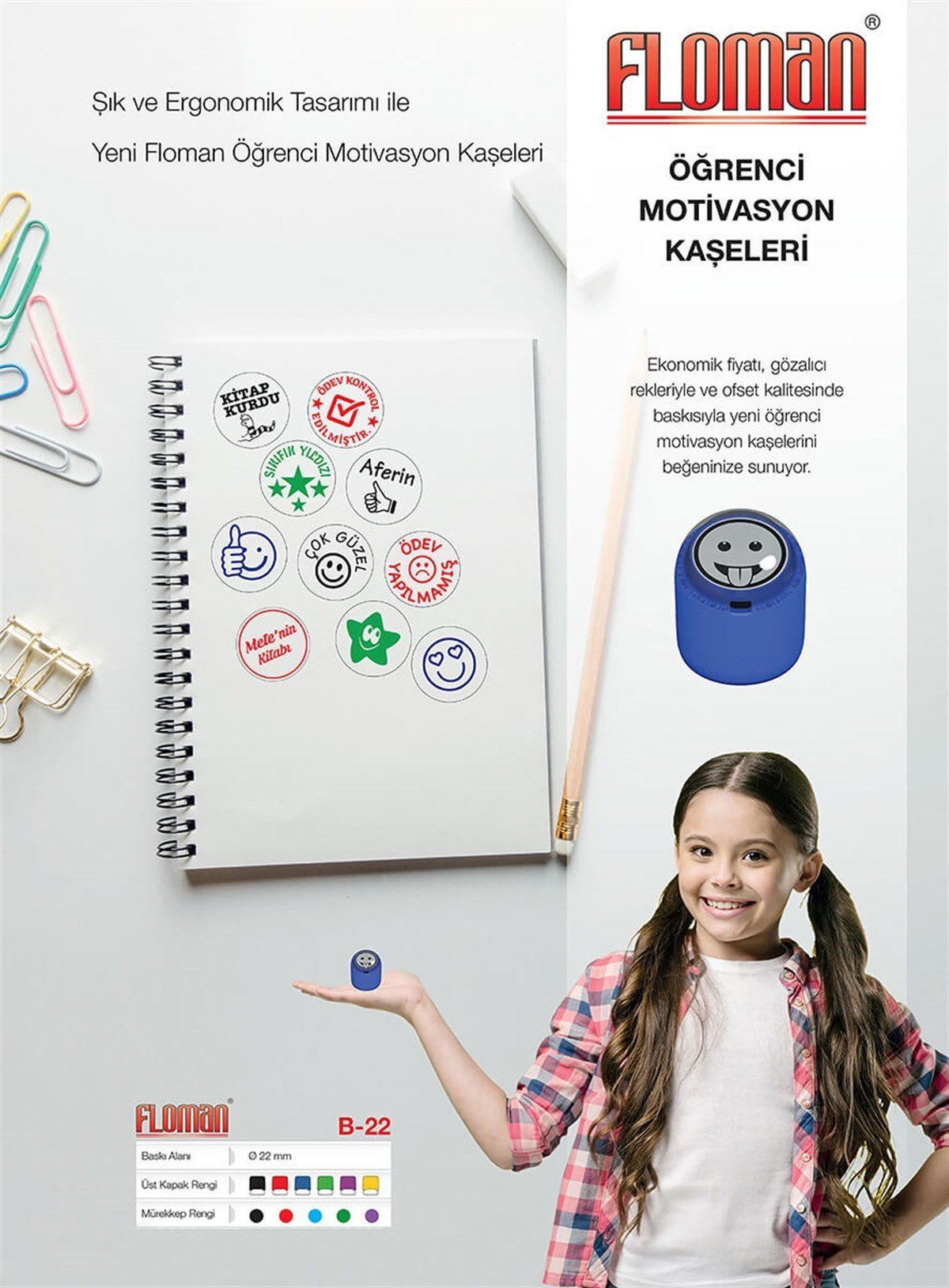 Aferin Floman Motivasyon Flash Kaşe 22mm Yuvarlak Teknobutik.com'da