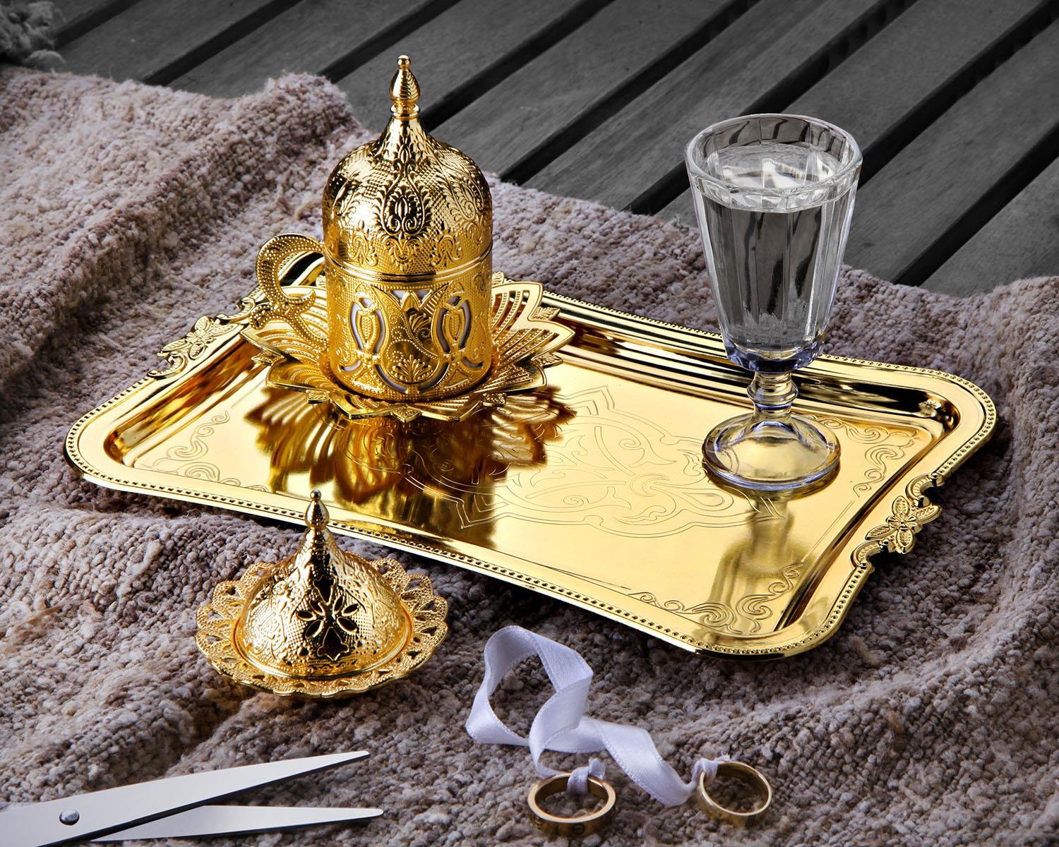 Ahsen Damat Tekli Sunum Seti-Gold Teknobutik.com'da