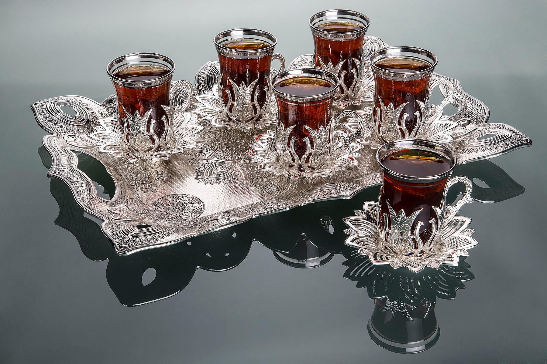 Ahsen Tepsili Çay Takımı-Altın Teknobutik.com'da