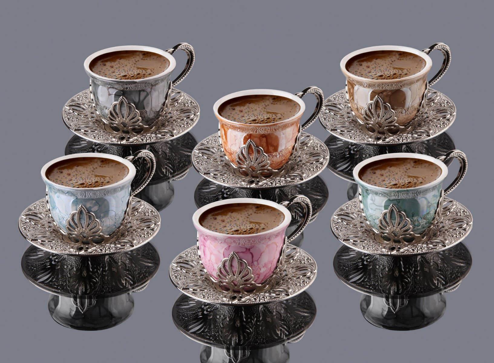 Ahu Tiryaki Desenli Mix Kahve Seti 18 Parça-Nikel Teknobutik.com'da