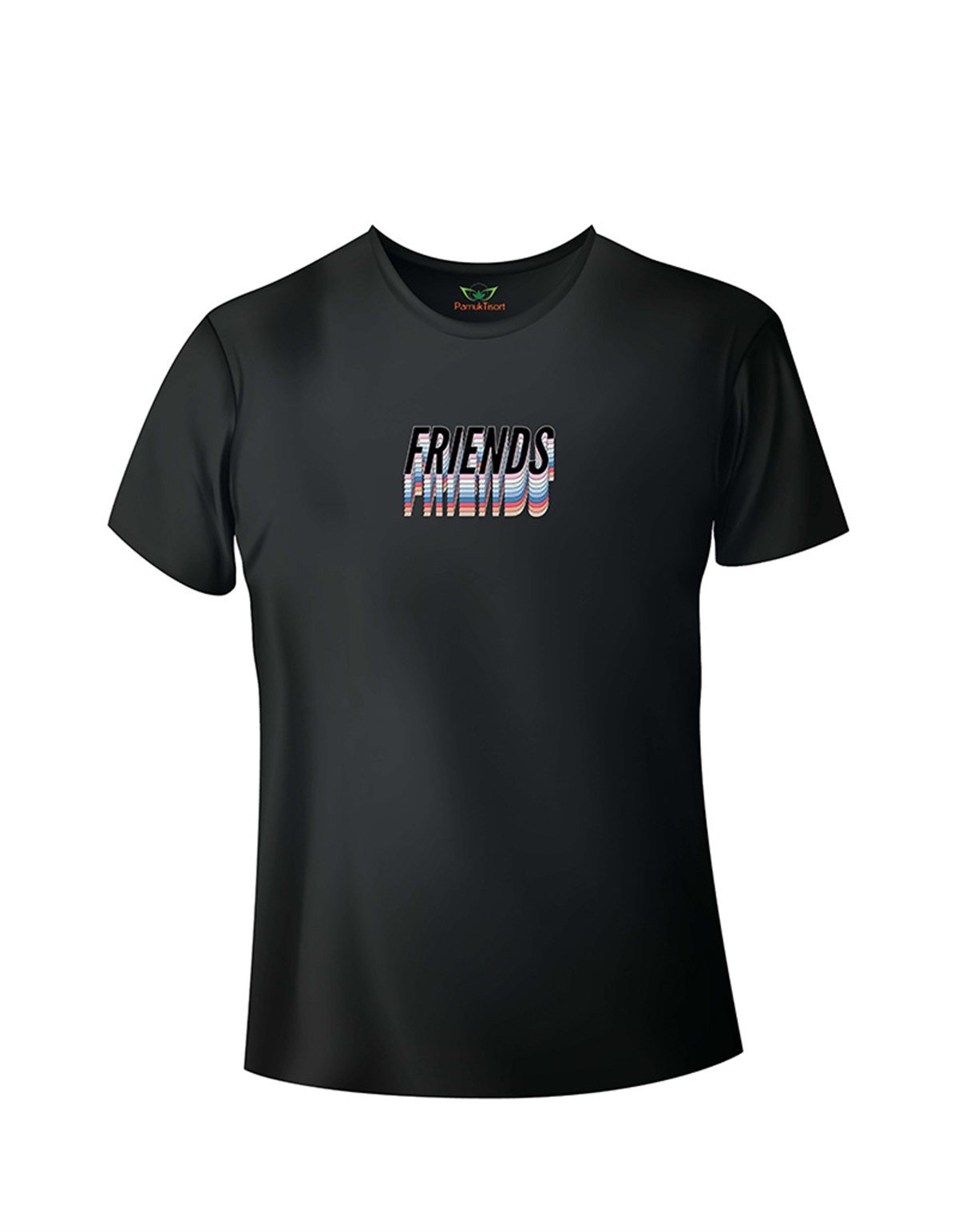 Arkadaş Baskılı Slim (Dar Kalıp) Bisiklet Yaka T-shirt