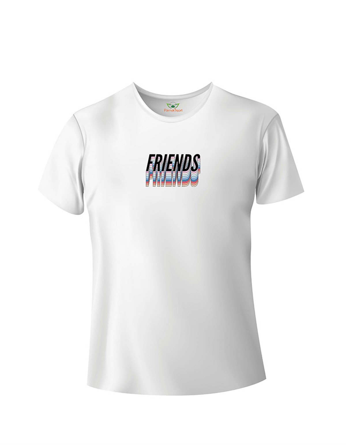 Arkadaş Baskılı Slim (Dar Kalıp) Bisiklet Yaka T-shirt