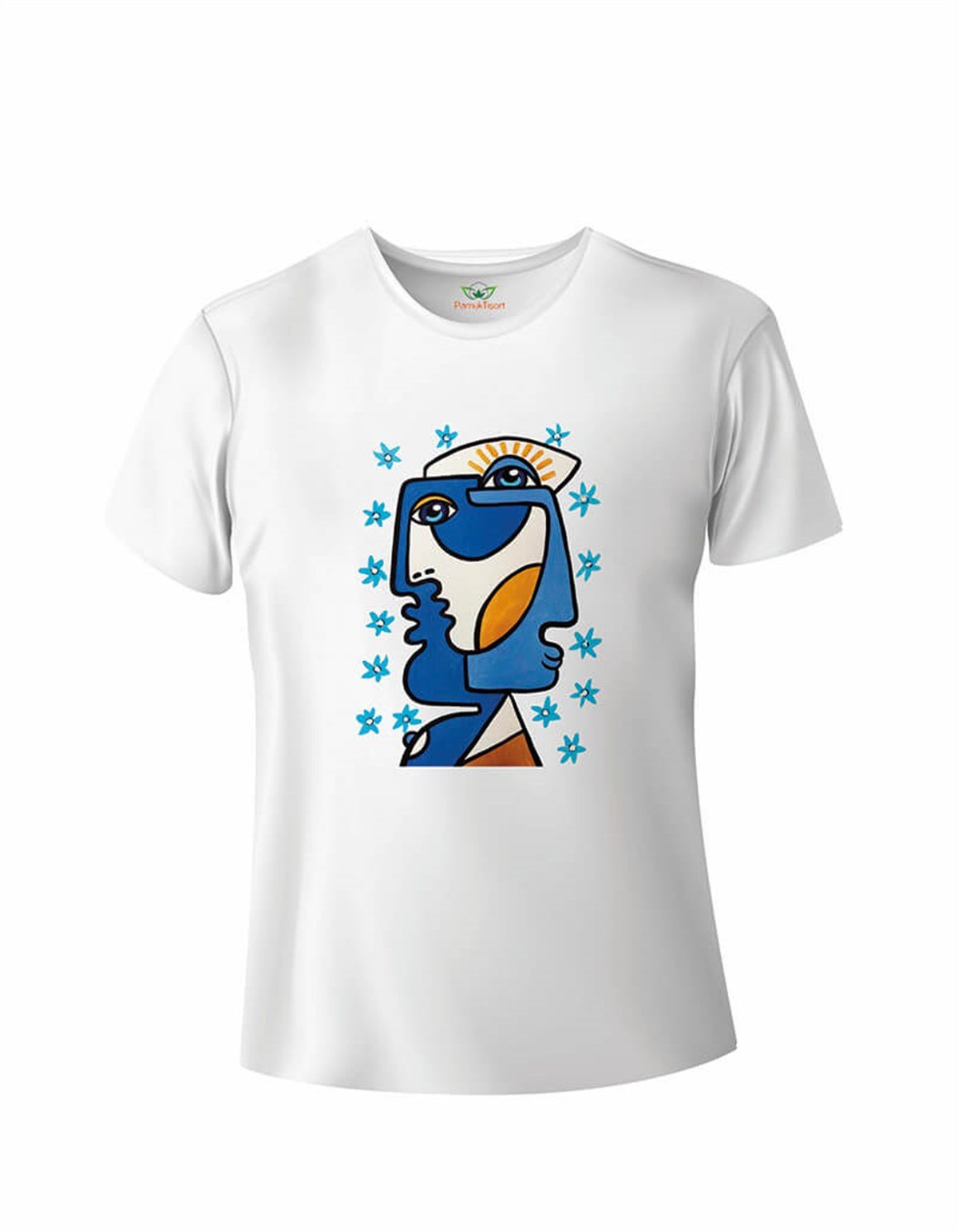 Art Face Tasarımlar 10 Baskılı Slim (Dar Kalıp) Bisiklet Yaka T-shirt