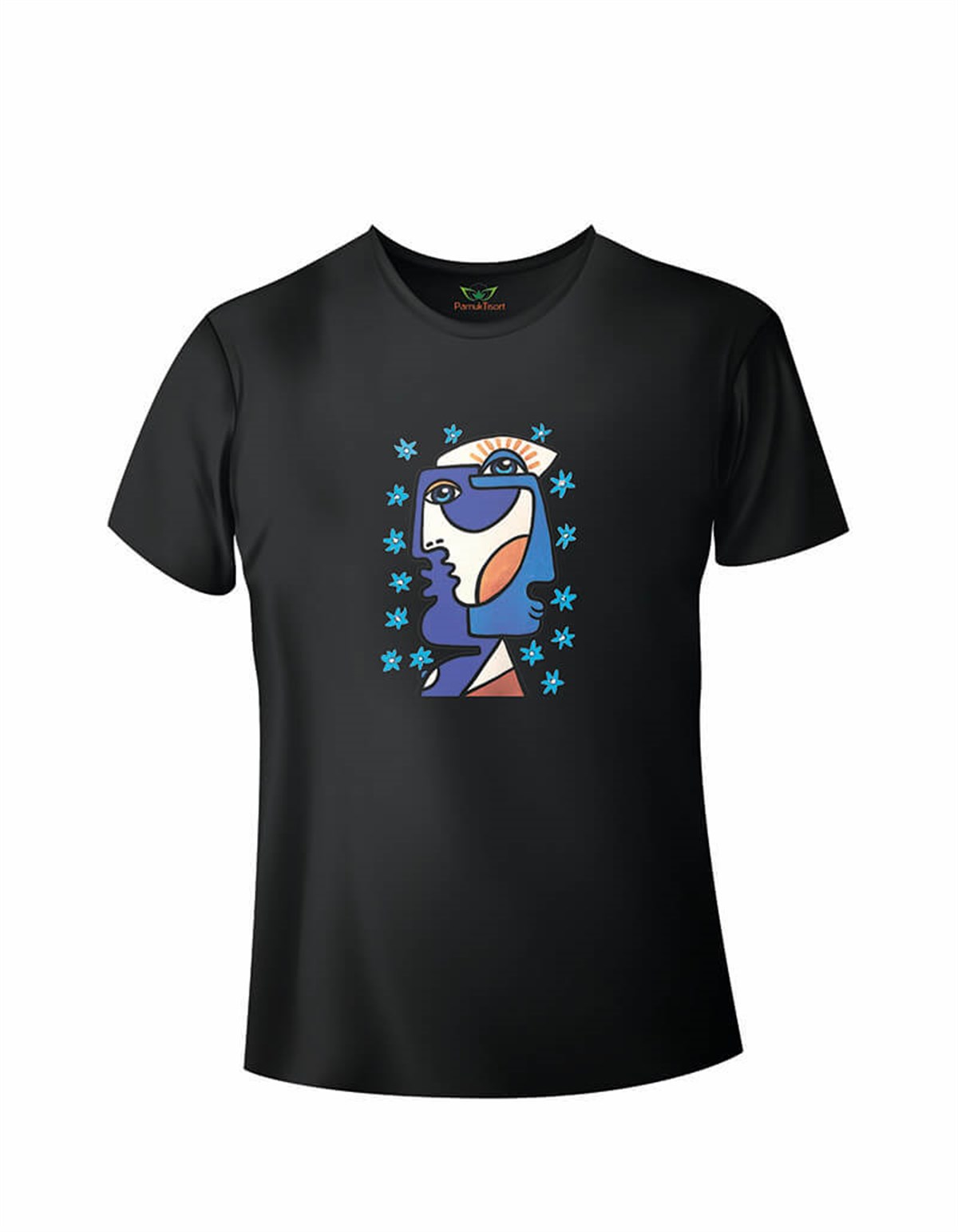 Art Face Tasarımlar 10 Baskılı Slim (Dar Kalıp) Bisiklet Yaka T-shirt