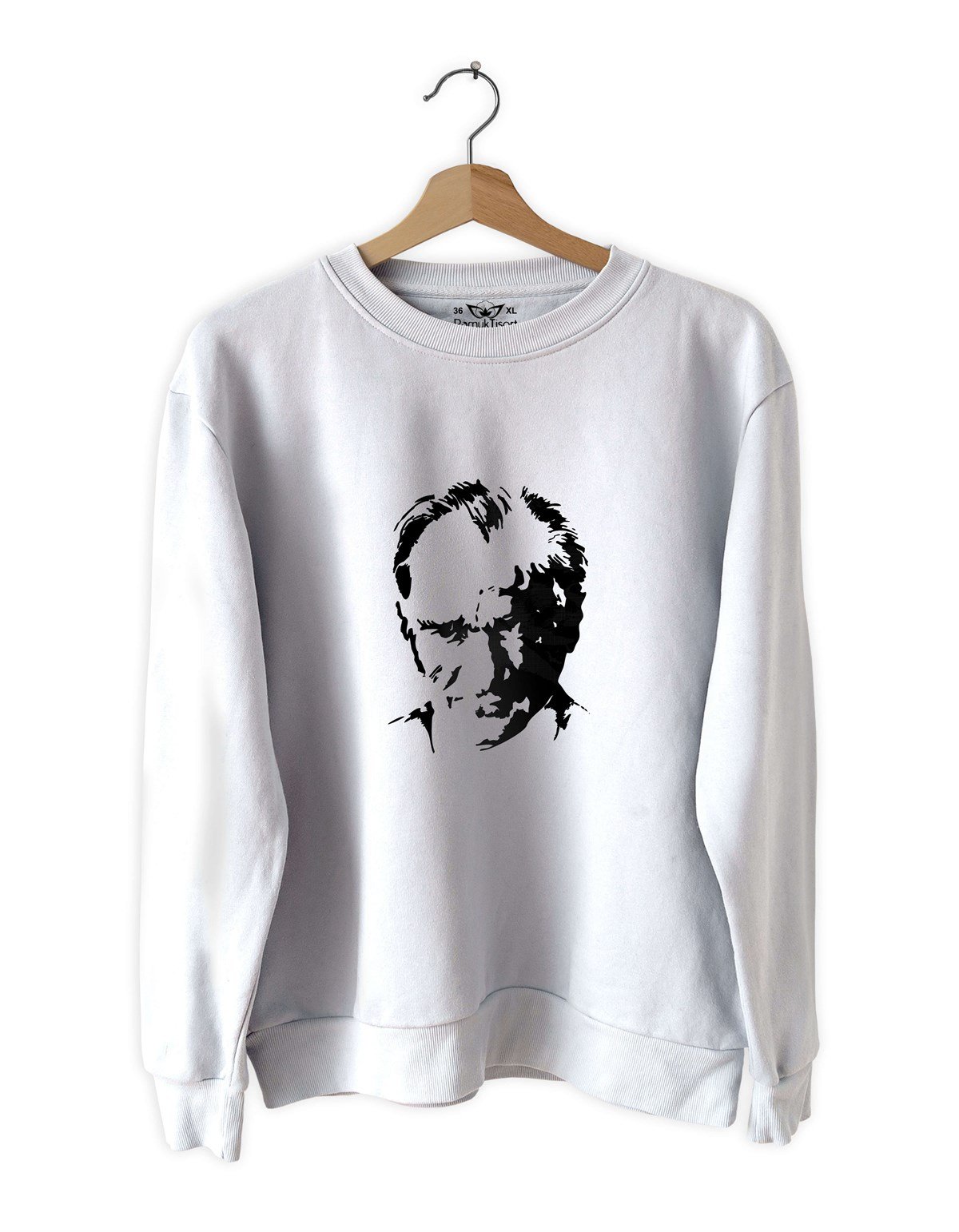 Atatürk 3 Baskılı Slim Fit Siyah - Beyaz Sweatshirt