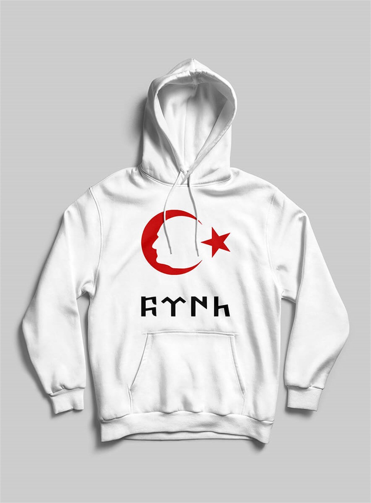 Ay-Yıldız Ata ve Türk Baskılı Üç iplik Kapşonlu Hoodie Teknobutik.com'da
