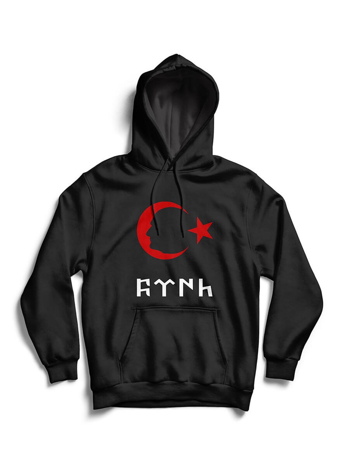 Ay-Yıldız Ata ve Türk Baskılı Üç iplik Kapşonlu Hoodie Teknobutik.com'da