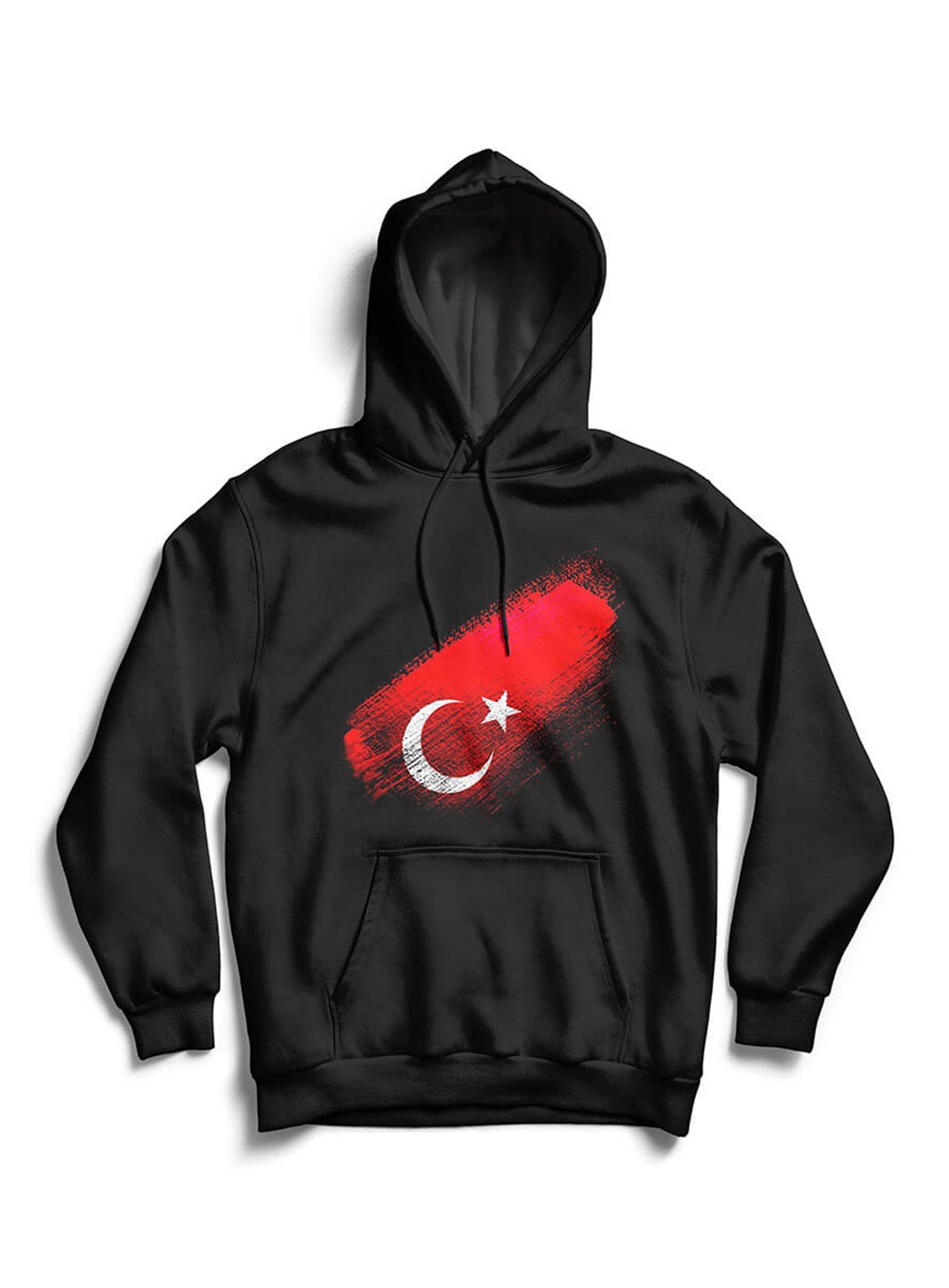 Ay-yıldız Baskılı Üç iplik Kapşonlu Hoodie Teknobutik.com'da