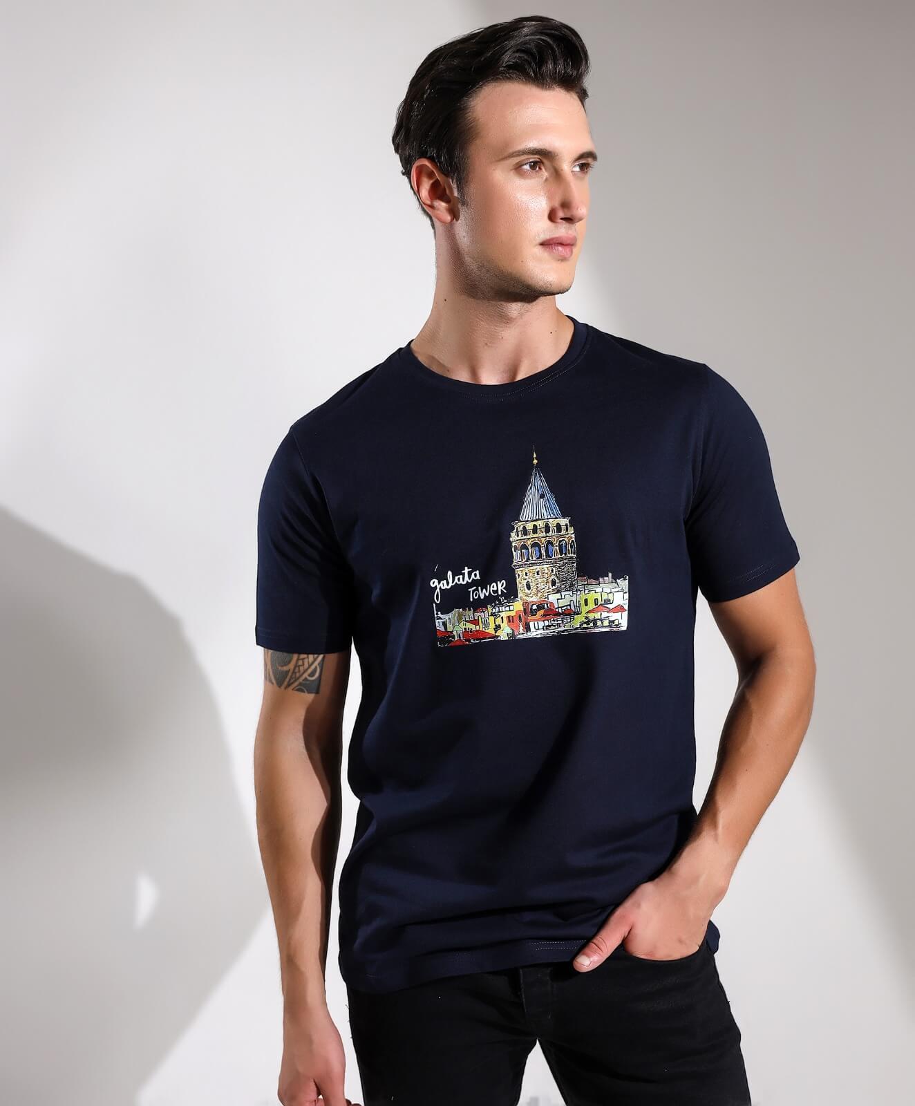 Galata Tower Baskılı Regular Kalıp Tişört Teknobutik.com'da