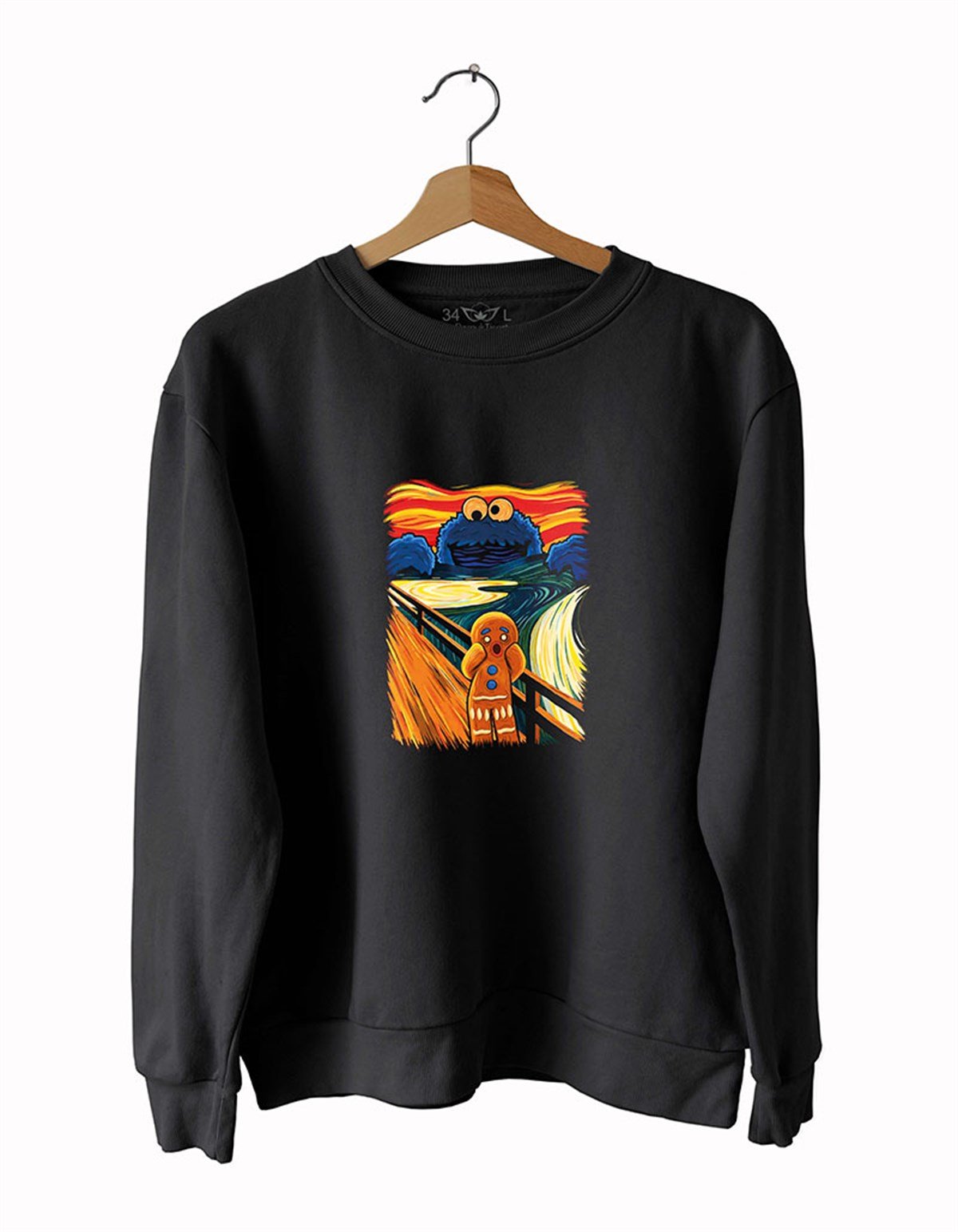 Bisküit-cookies Basklı Slim Fit Pamuk Sweatshirt