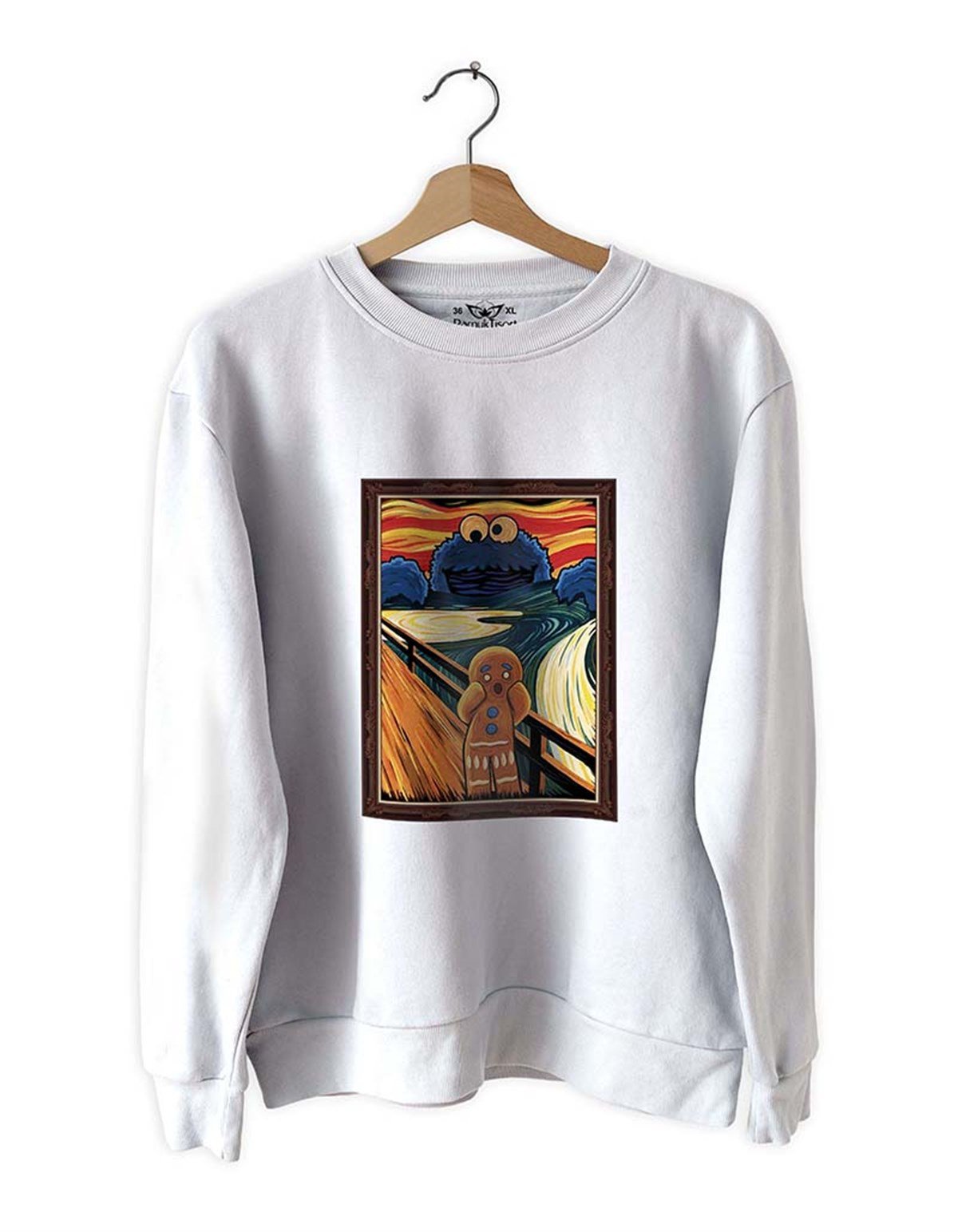 Bisküit-cookies Basklı Slim Fit Pamuk Sweatshirt