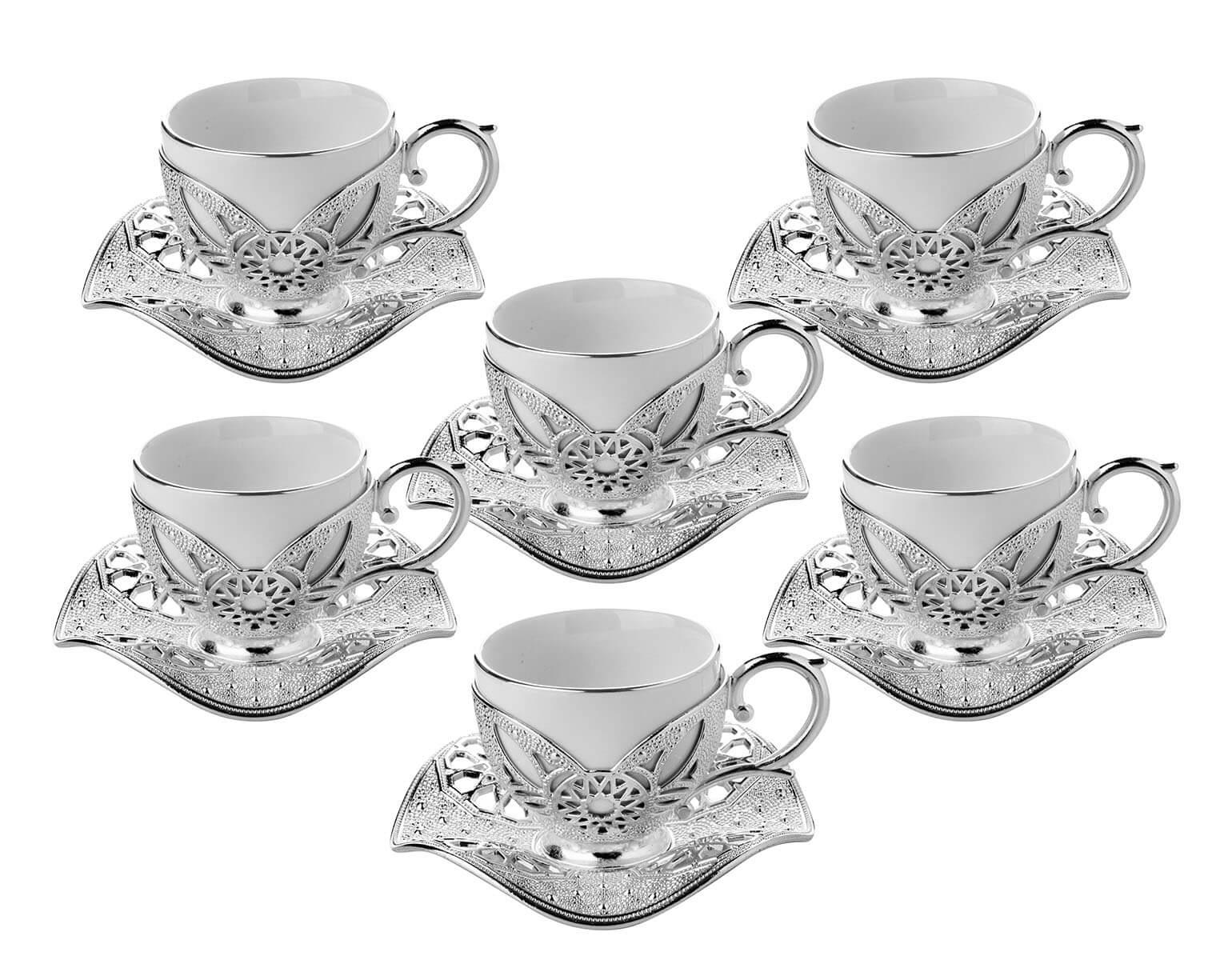 Busem Eylül Beyaz Porselenli Kahve Seti 18 Parça-Nikel Teknobutik.com'da
